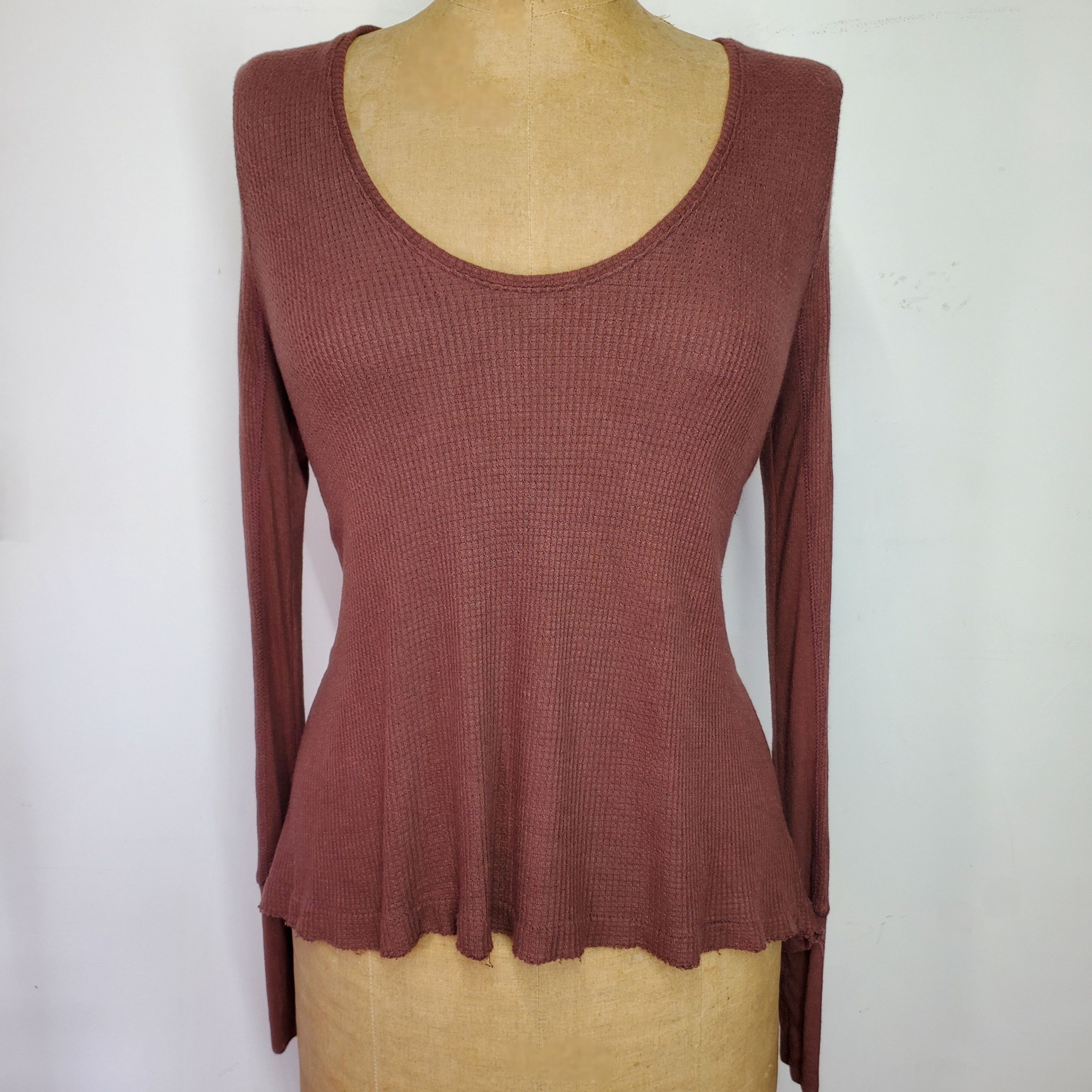 Free People We The Free Size XS-M Thermal Flounce Top Long Sleeve Brown Size S / US 4 / IT 40 - 1 Thumbnail
