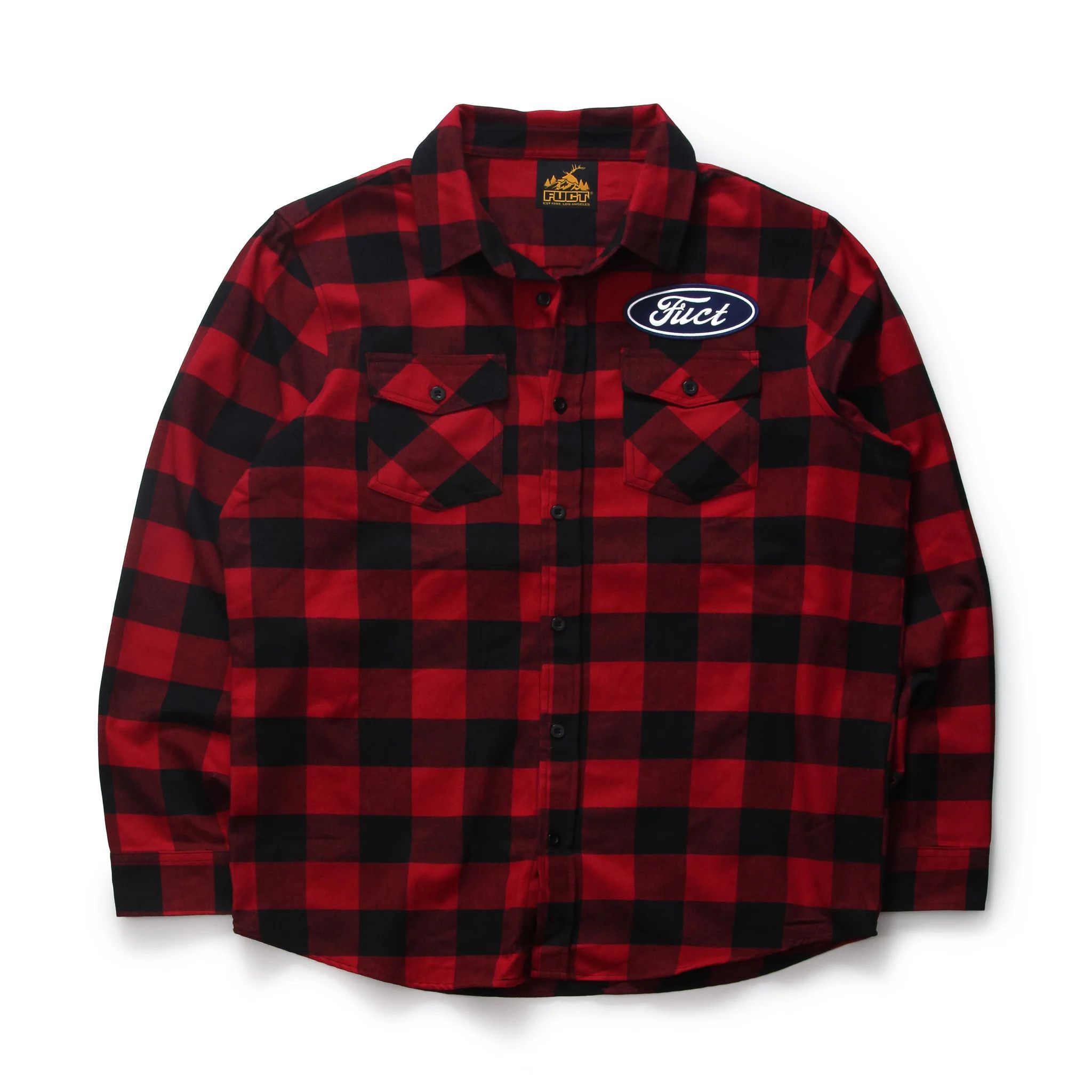 image of Fuck The Population x Fucking Awesome Ford Oval Parody Flannel Shirt Red 2Xl Ftp Fuckthepopulation
