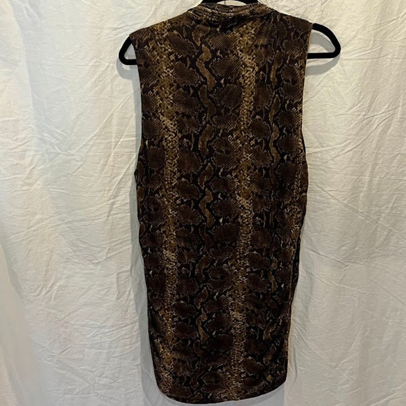 Kenneth Cole × Vintage VTG Kenneth Cole NY Animal Snake Skin Print Rucched V Neck Size 3XL / US 20-22 - 2 Thumbnail