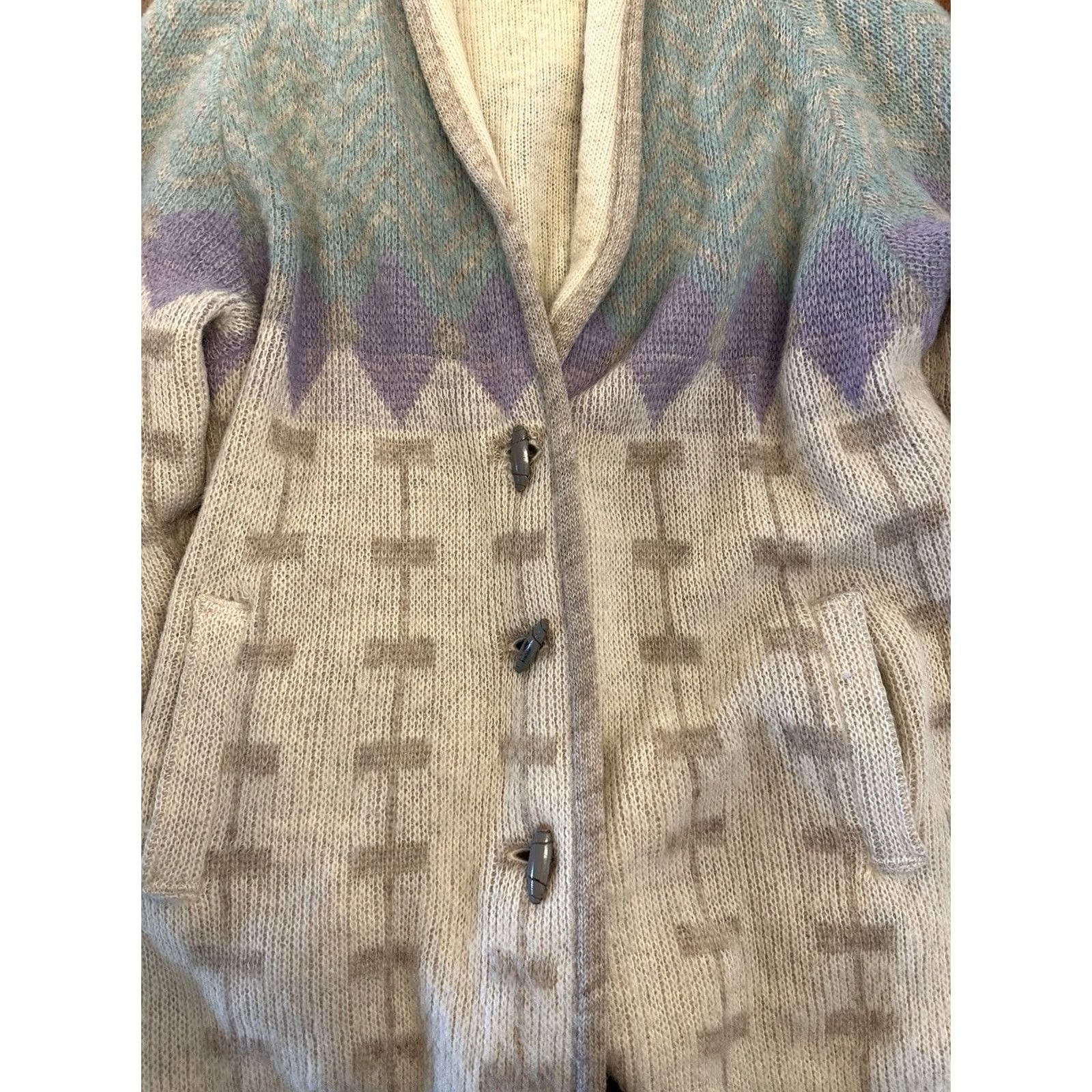 Vintage VINTAGE Alafoss Icewool Cardigan Sweater Jacket Small Women Wool Ivory Aztec Button Overcoat S Size S / US 4 / IT 40 - 2 Thumbnail