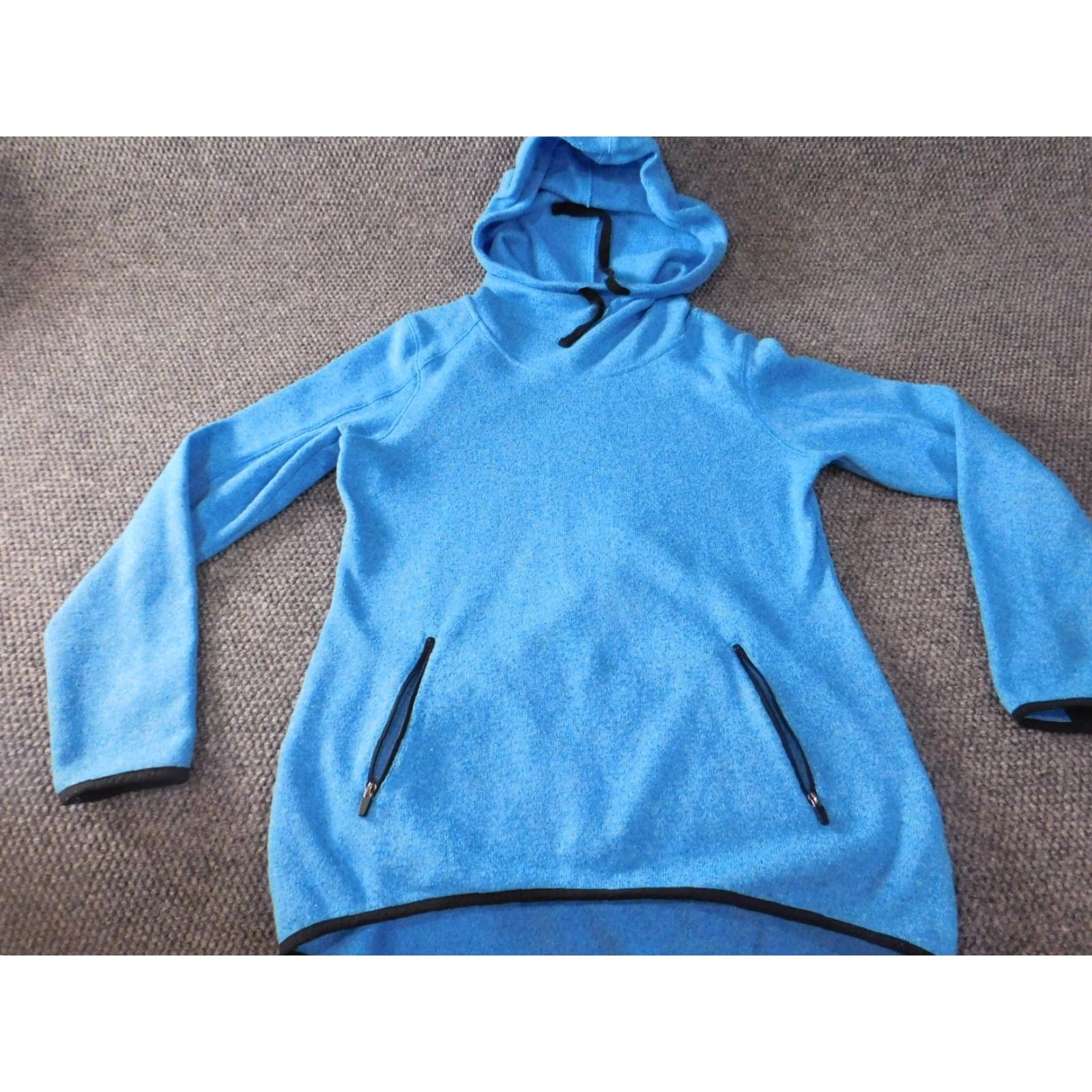 Old Navy Old Navy Womens Hoodie L Blue Solid Polyester Knit Full Zip Pullover Outdoor Walking Size L / US 10 / IT 46 - 3 Thumbnail
