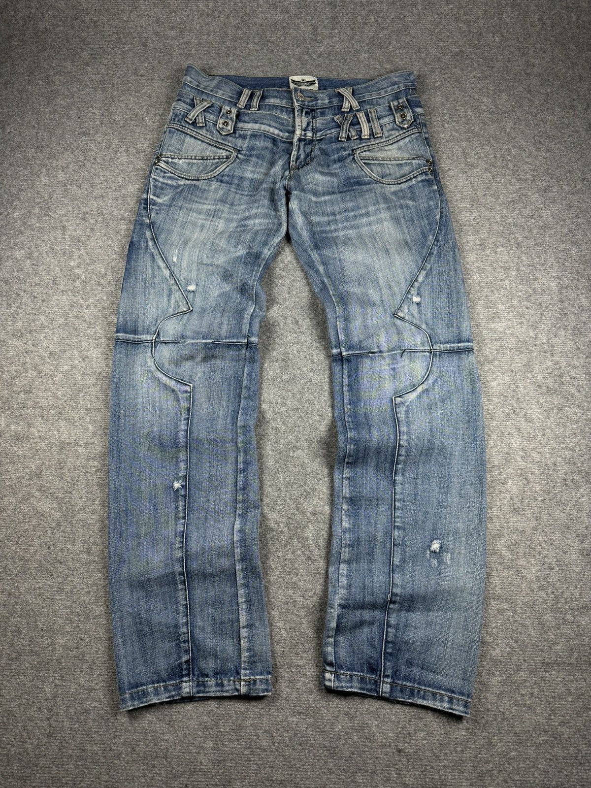Japanese Brand Distressed denim straight fit pants Size US 34 / EU 50 - 1 Thumbnail