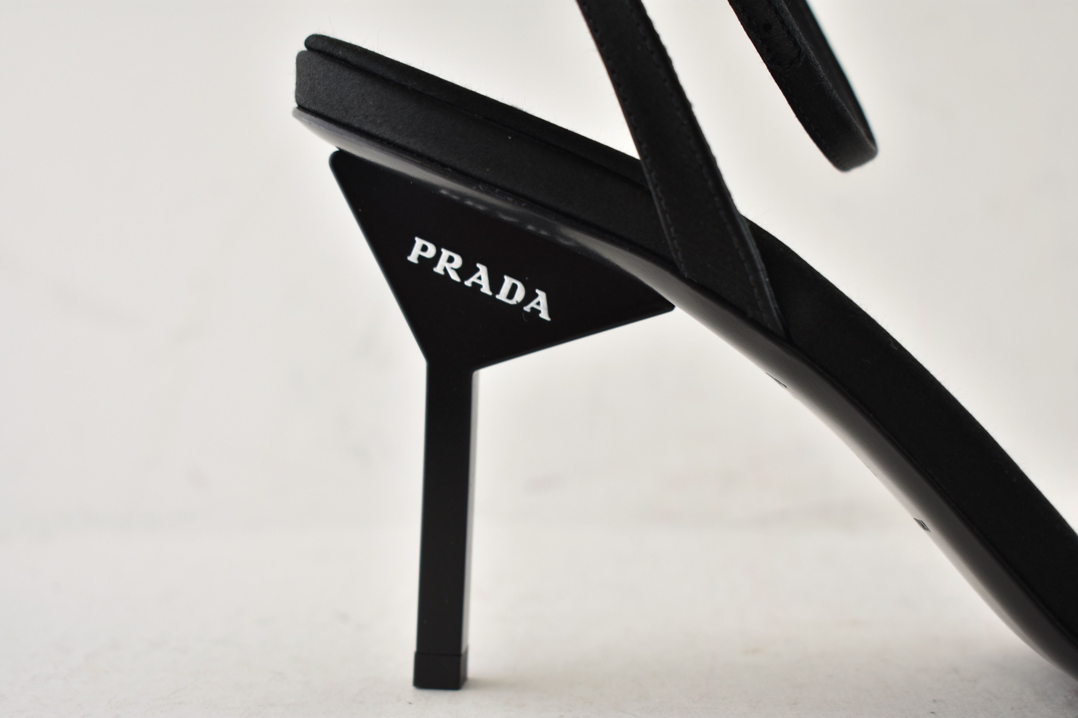 Prada Prada 85mm Satin Geometric Heel Ankle Strap Sandal Pump 39 Size US 9 / IT 39 - 21 Thumbnail
