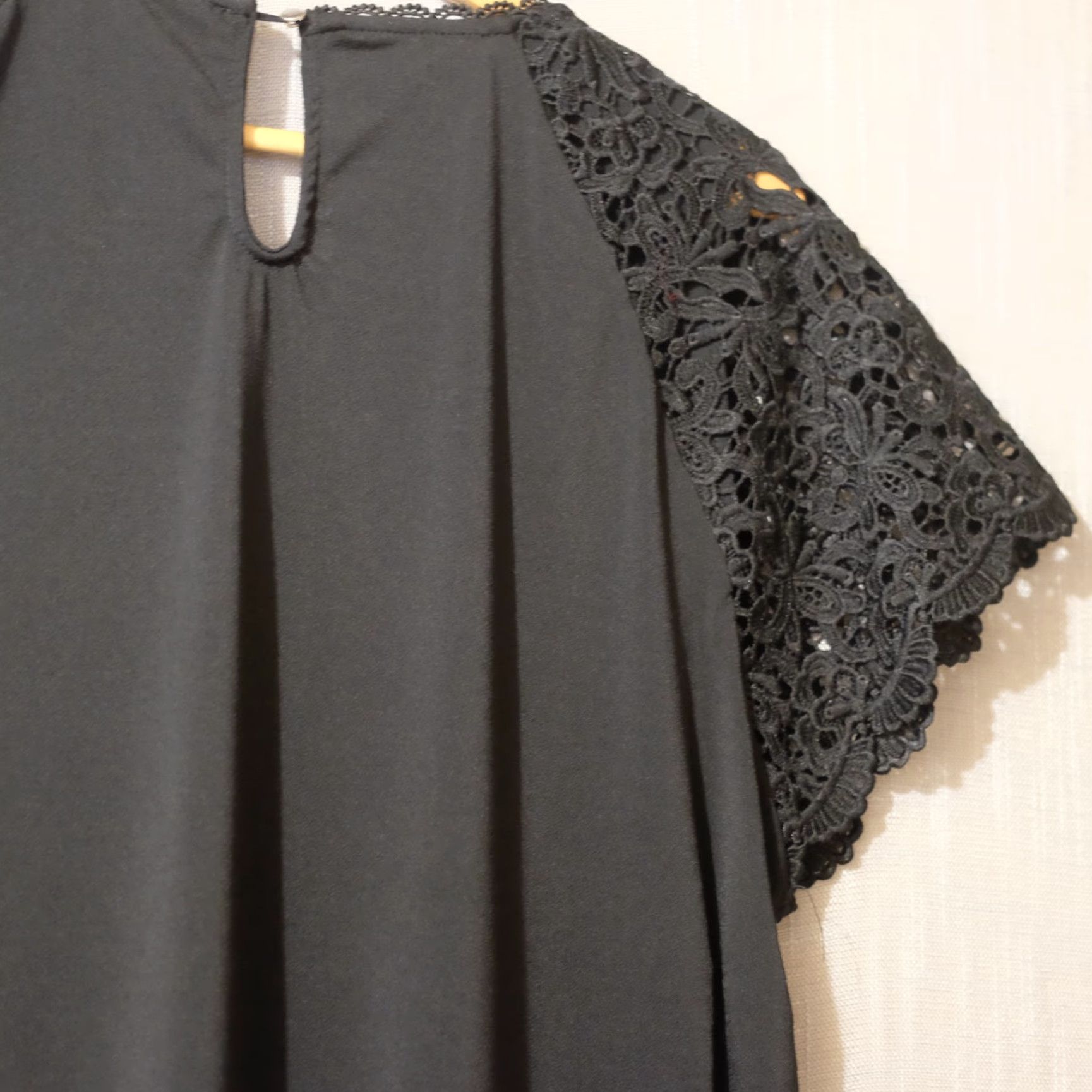 Vintage VINTAGE Cable & Gauge Blouse Black Crochet Lace Short Sleeve Womens XXL #A10-15 Size XXL / US 16-18 / IT 52-54 - 7 Thumbnail