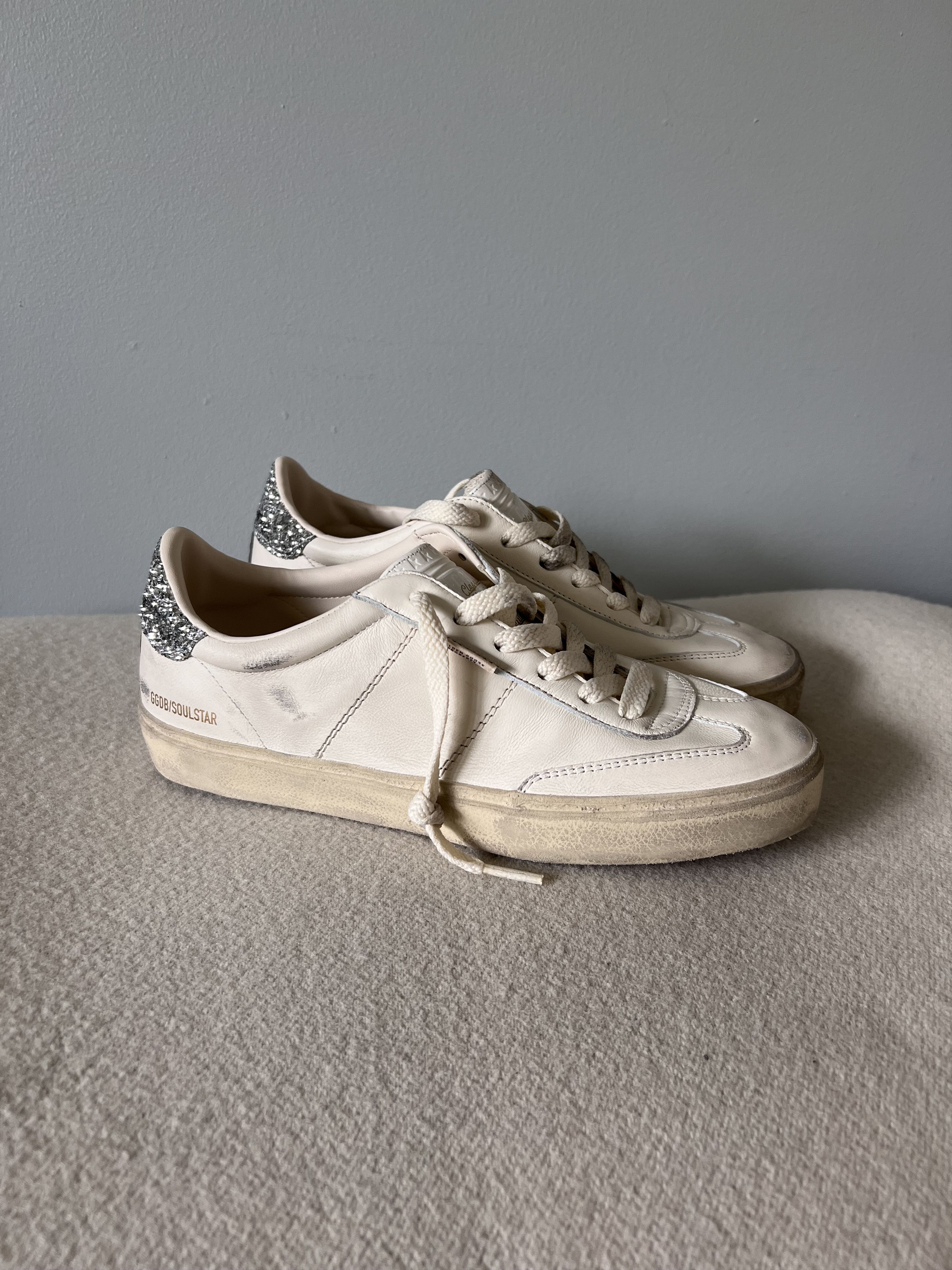 Golden Goose Golden Goose Leather Soul Star Sneakers in White Silver Size US 9 / IT 39 - 1 Thumbnail