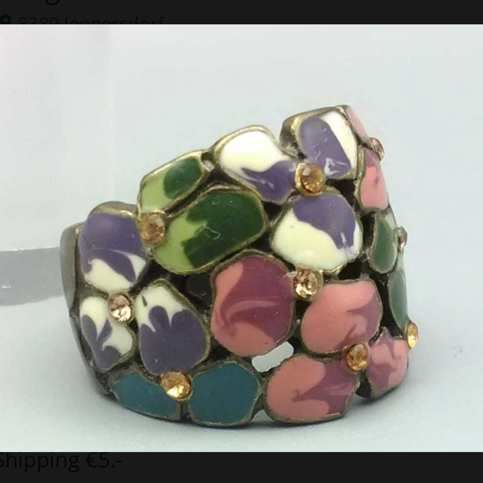 Other Wide multicolor enamel floral ring Size ONE SIZE - 3 Thumbnail