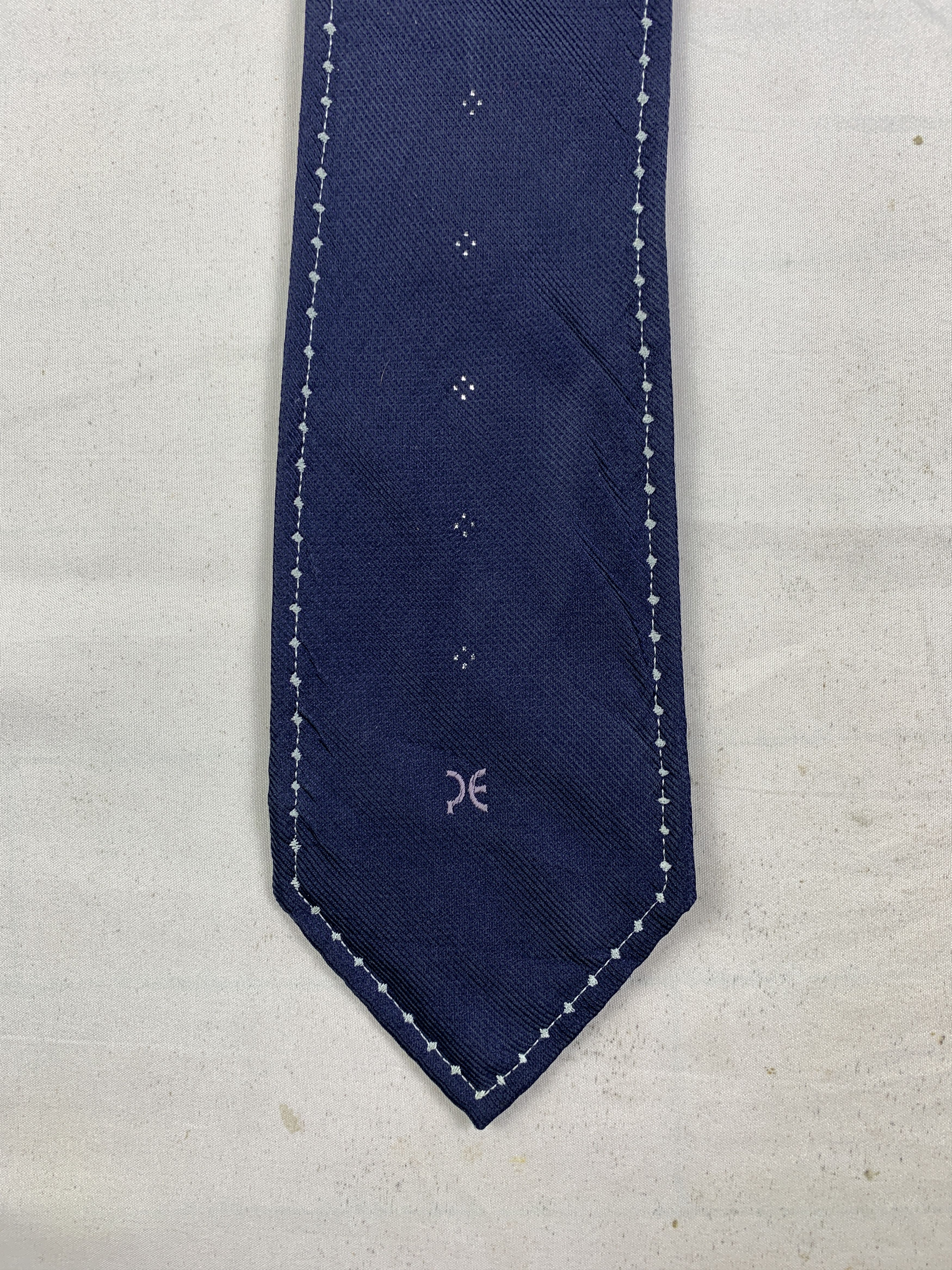 Perry Ellis 2000s Perry Ellis Navy Silver Accents Tie (OSFA) Size ONE SIZE - 4 Thumbnail