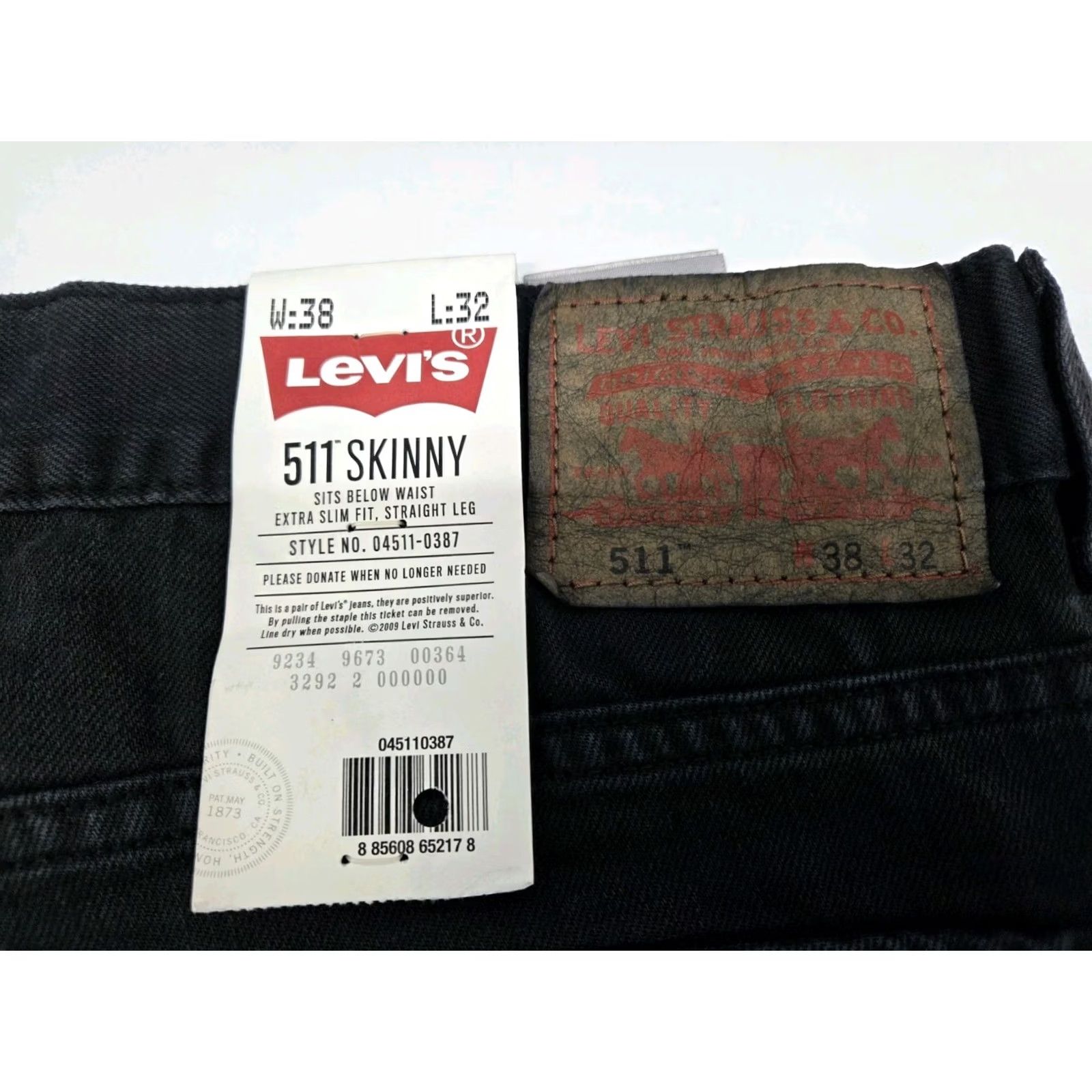 Levi's VINTAGE: NWT Levis 511 Skinny Jeans Mens 38/32 Black Denim Straight Leg 32 In Inseam Levi's 511 logo Button Zip Size US 38 / EU 54 - 4 Thumbnail