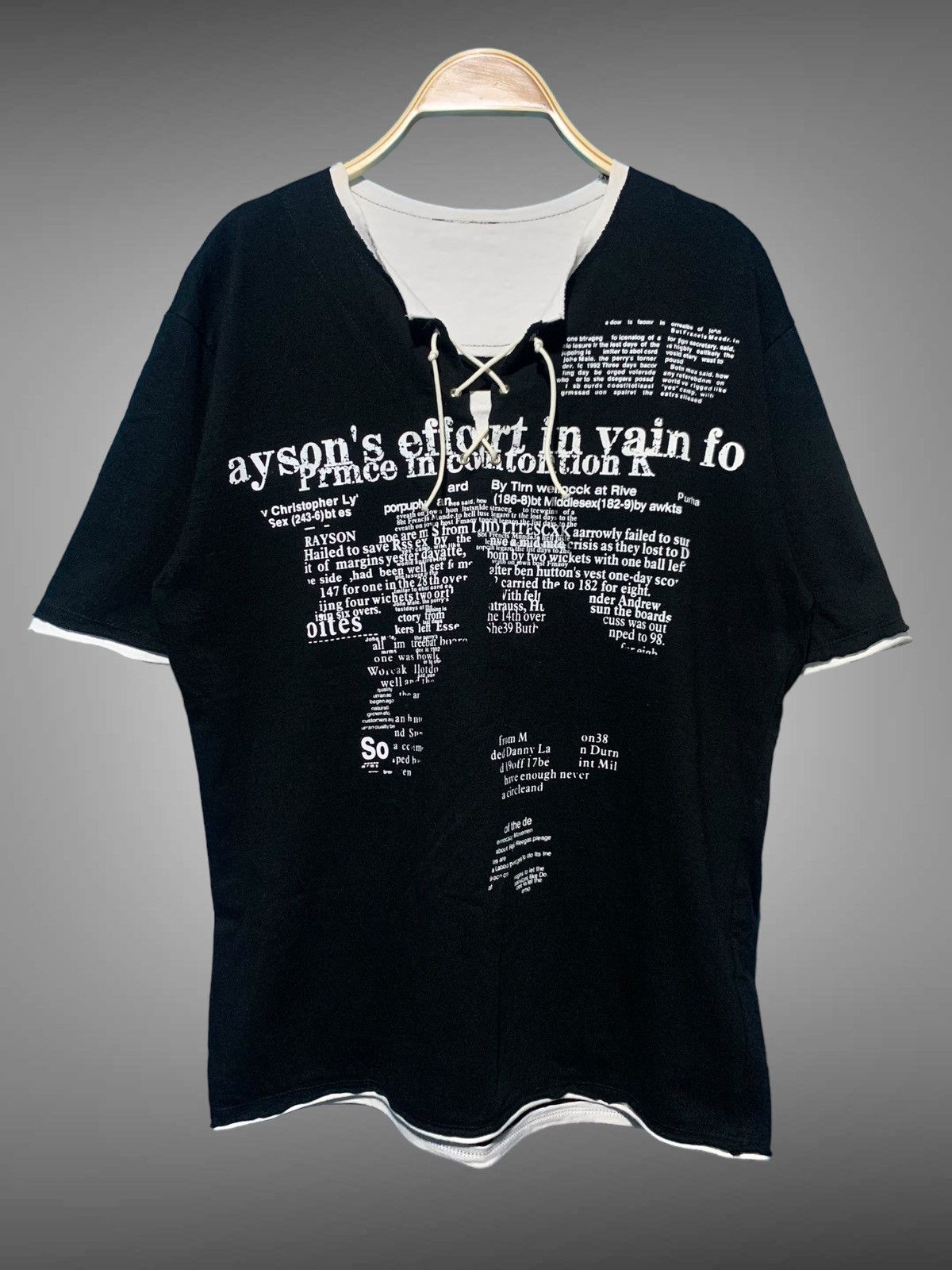 If Six Was Nine × Japanese Brand × Le Grande Bleu (L.G.B.) Japan gothic Poem laces up double layer punk T shirt Size US M / EU 48-50 / 2 - 1 Thumbnail