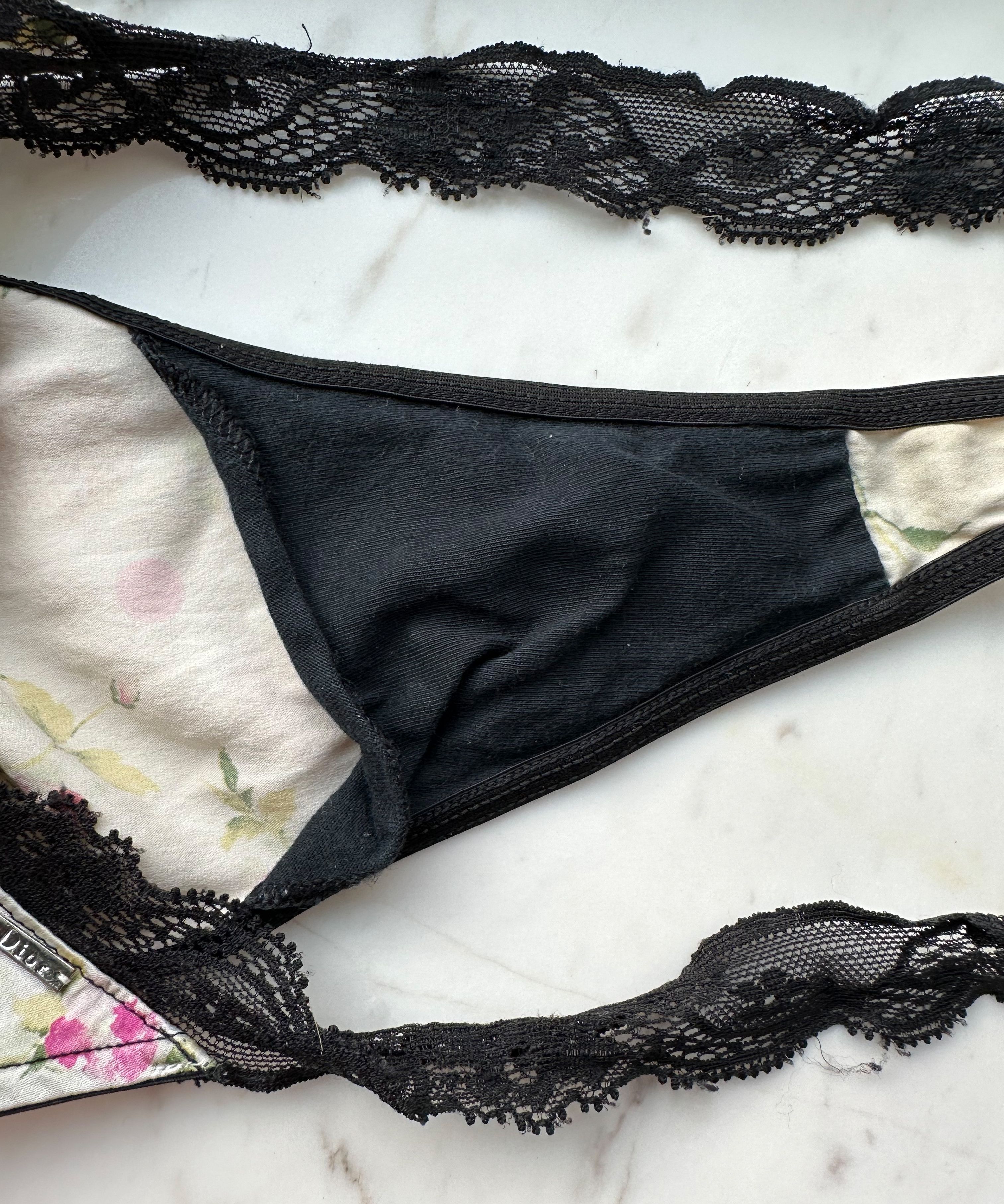 Dior 🔴 DIOR Underwear Logo Bikini Printed Silk Intimates Black Size ONE SIZE - 7 Thumbnail