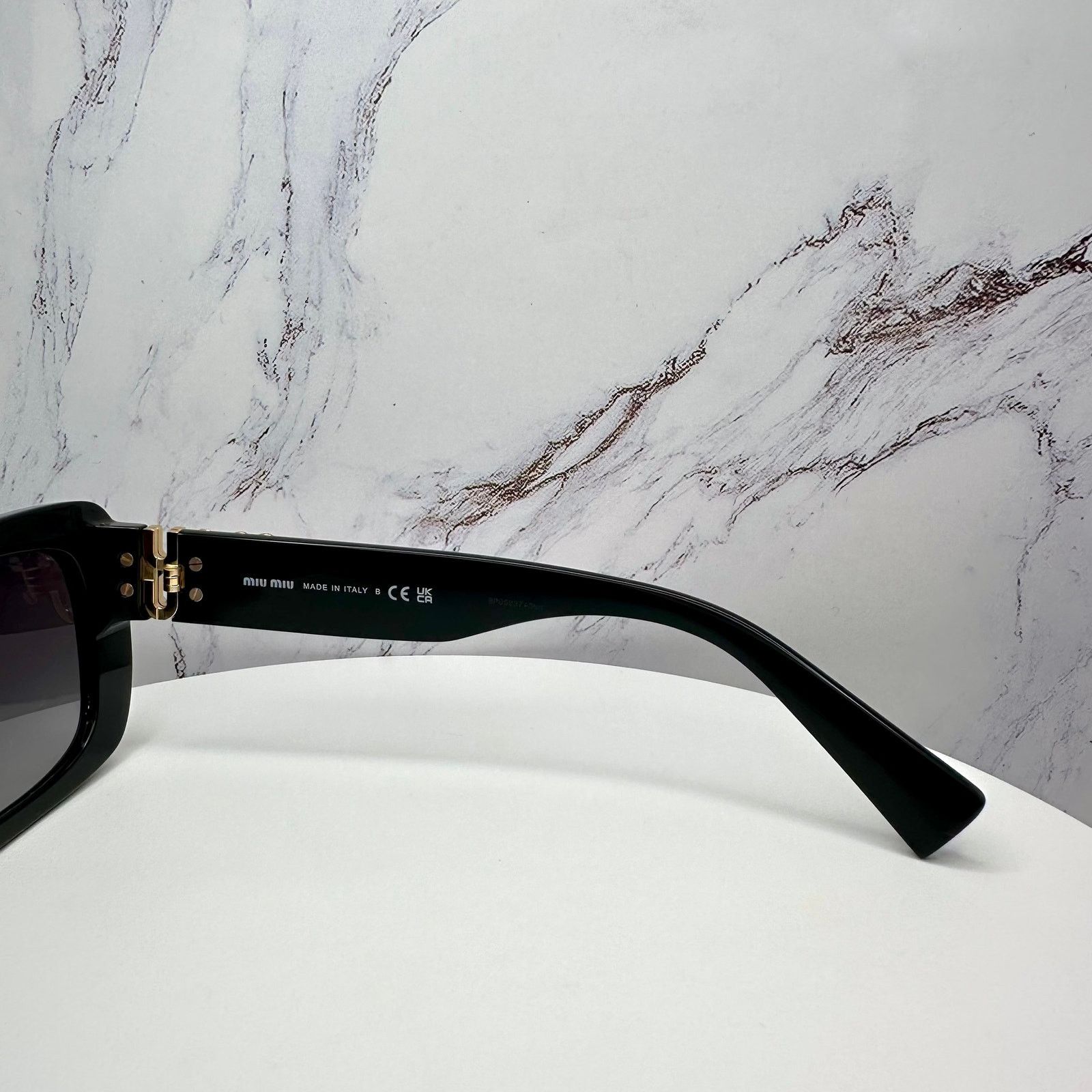 Miu Miu New MIU MIU Sunglasses Black Gold Metal Logo Authentic Size ONE SIZE - 8 Thumbnail