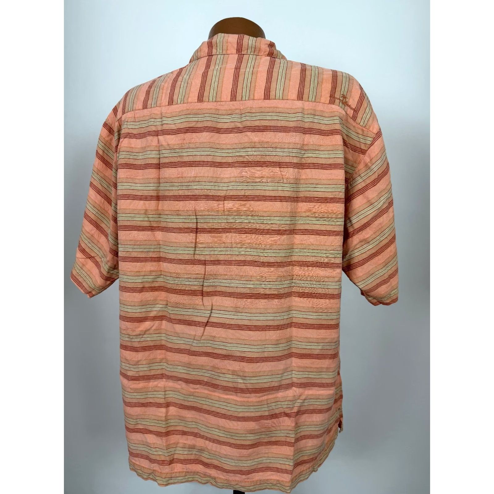Tommy Bahama VINTAGE Tommy Bahama Shirt Men Large Striped Silk Floral Jacquard Hawaiian Luau Size US L / EU 52-54 / 3 - 7 Thumbnail