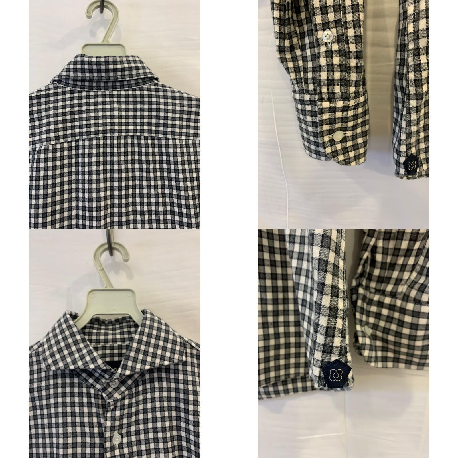 Lardini Lardini Gingham Check Shirt Navy White Spread Collar 15.5 / 39 Adult Men’sDress Shirt Size US L / EU 52-54 / 3 - 8 Thumbnail
