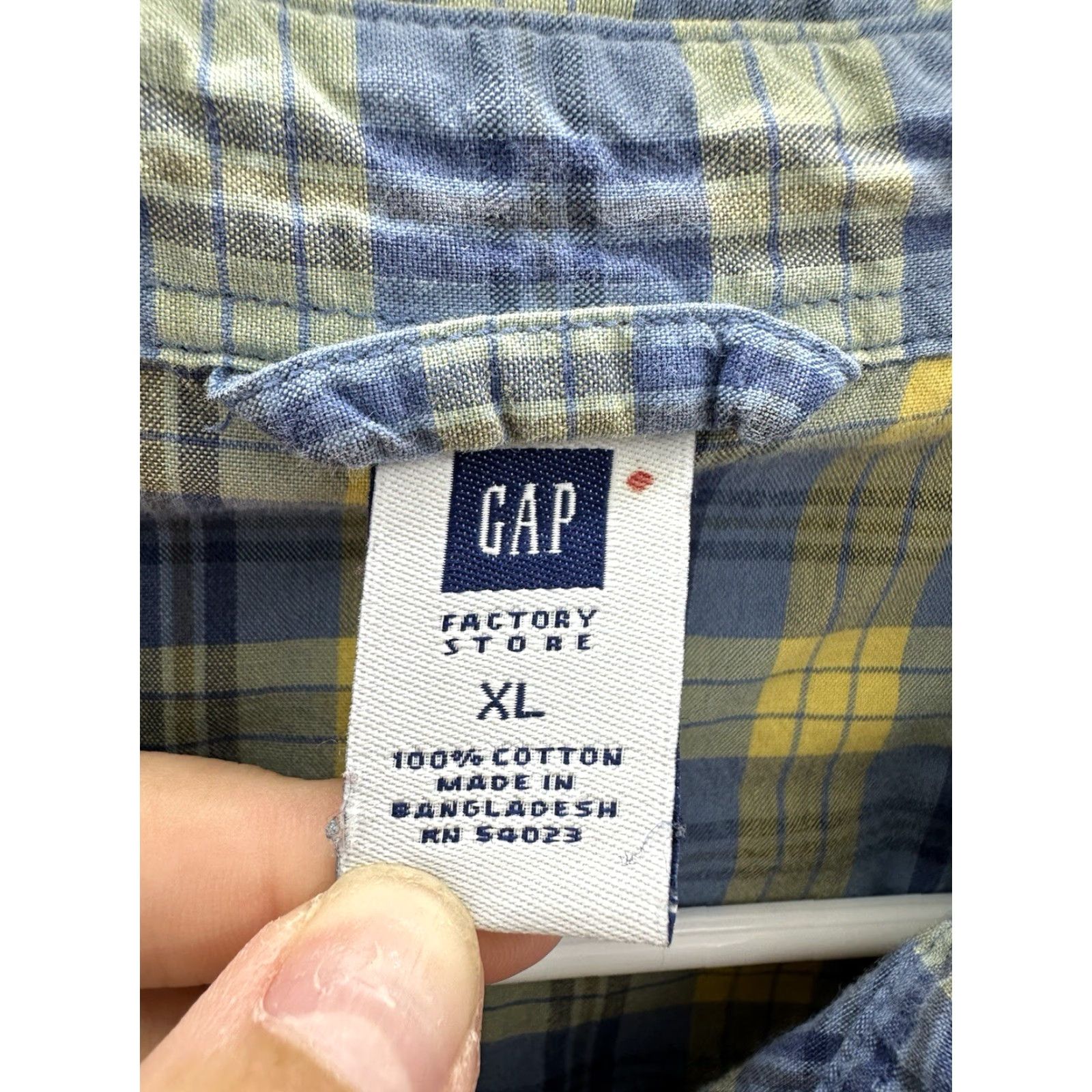 Gap Gap Factory Store Mens Shirt XL Blue Yellow Plaid ShortSleeve Pearl Snap Up Size US XL / EU 56 / 4 - 4 Thumbnail