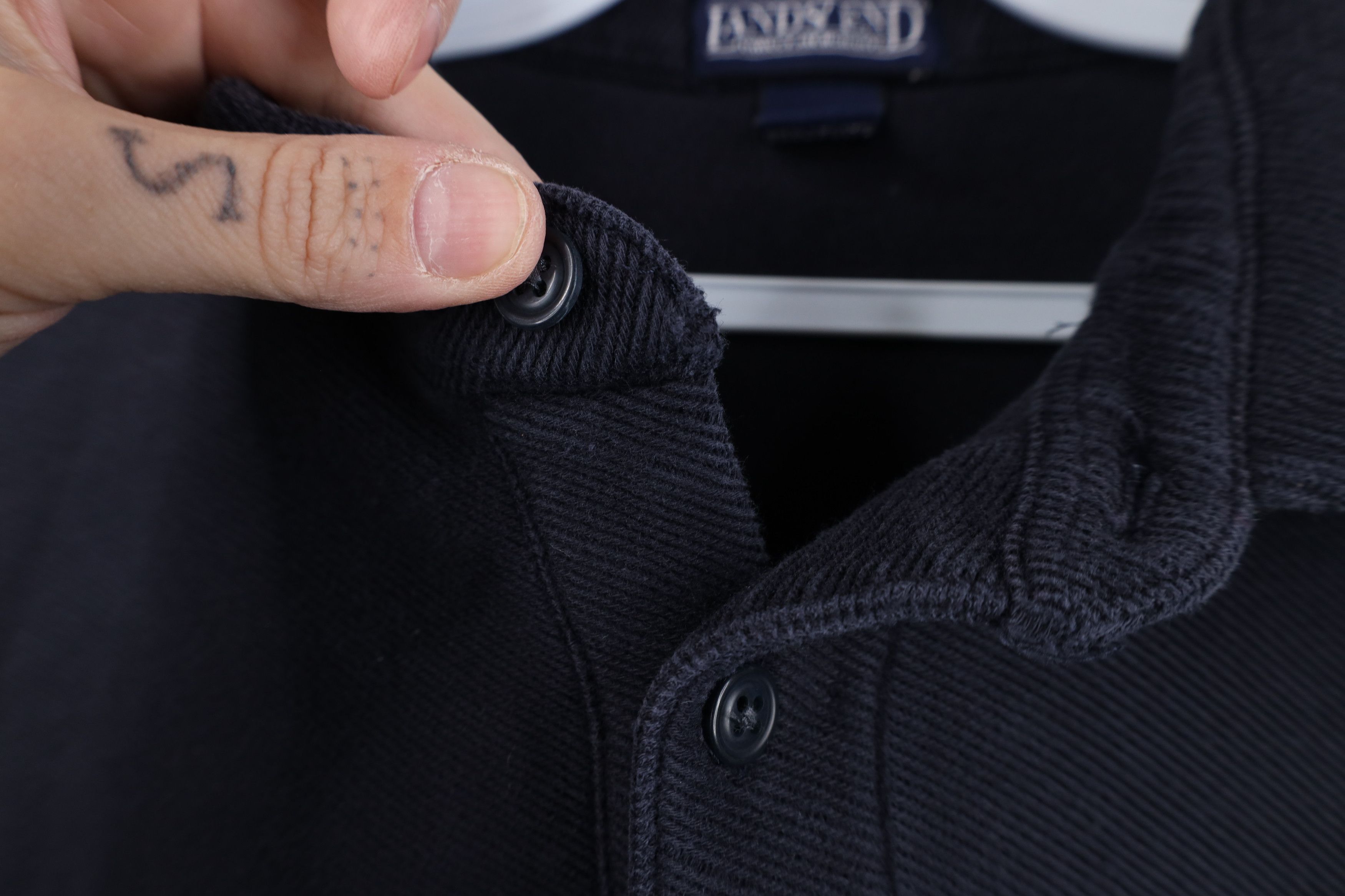 Lands' End Vintage 90s Lands End Heavyweight Long Sleeve Polo Shirt Size US XL / EU 56 / 4 - 4 Thumbnail