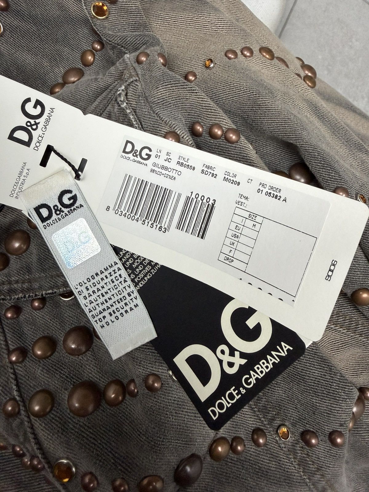 Dolce & Gabbana Dolce & Gabbana SS10 Gemstone Stud Embellished Denim Jacket Size US M / EU 48-50 / 2 - 9 Thumbnail