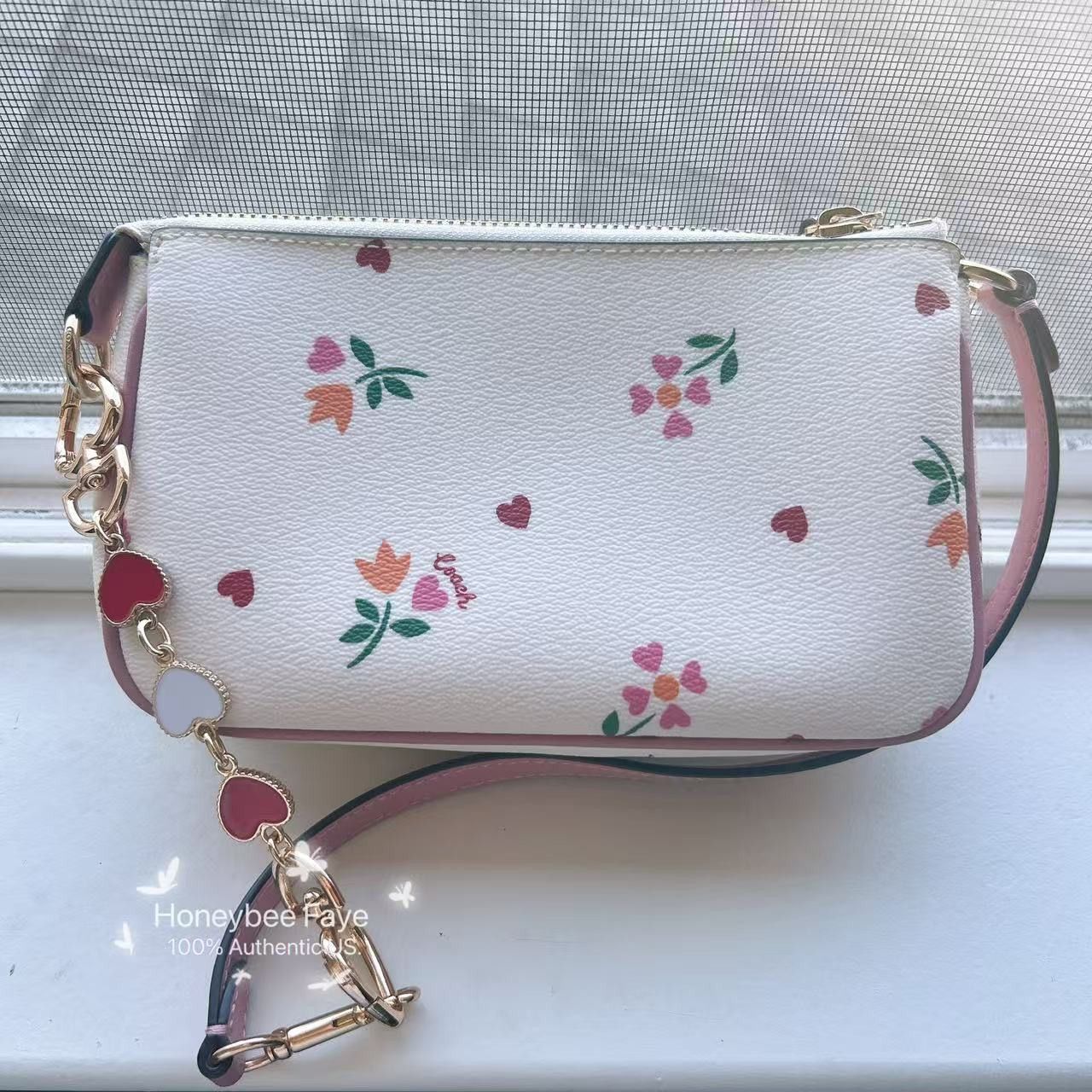 Coach Nolita 19 With Heart Petal Print C7658 plus extended chain Size ONE SIZE - 3 Thumbnail