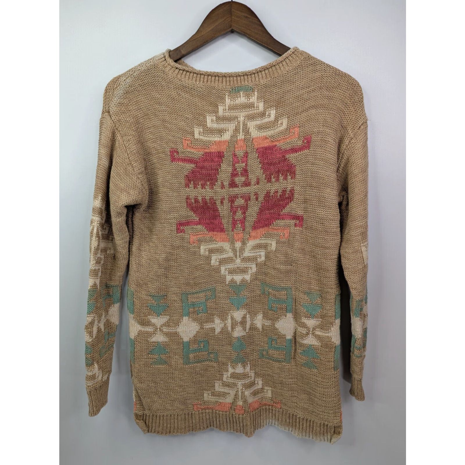 Ralph Lauren Lauren Ralph Lauren Southwest Aztec Tan Sweater Cotton Linen Blend Knit Size PM Size M / US 6-8 / IT 42-44 - 4 Thumbnail