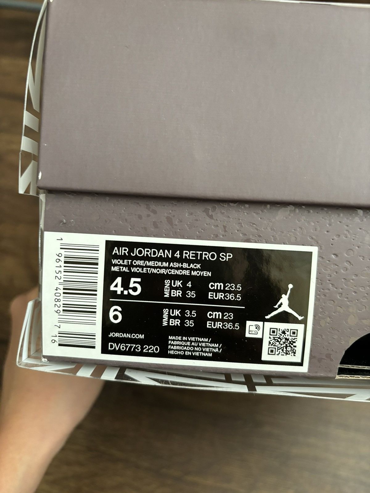 A Ma Maniere × Jordan Brand 2022 A Ma Maniére x Air Jordan 4 Retro Violet Ore M4.5/W6 Size US 6 / IT 36 - 3 Thumbnail