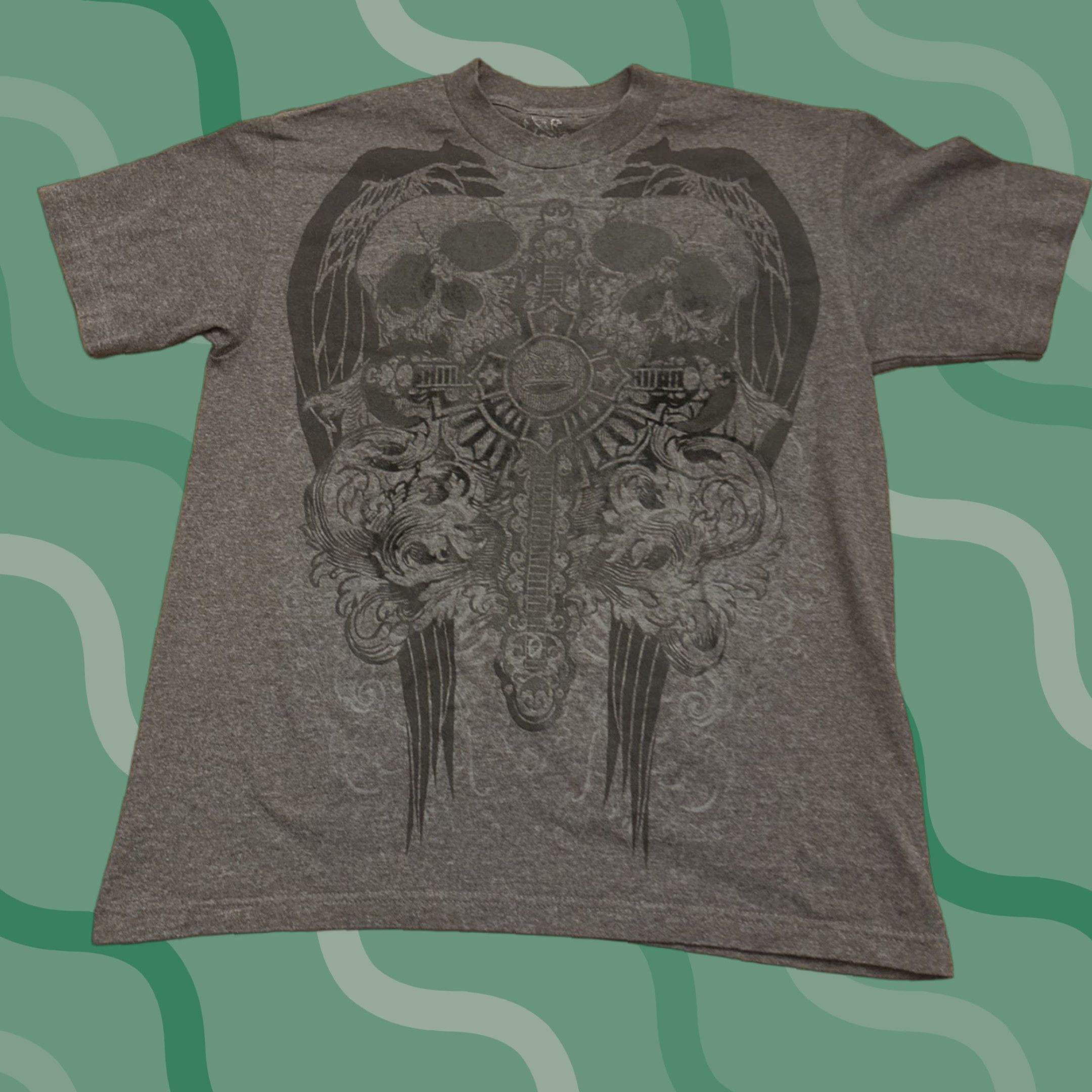 Affliction Chemistry Shirt Men M Gray Graphic Print Affliction Y2K Short-Sleeve Shirt Size US M / EU 48-50 / 2 - 1 Thumbnail