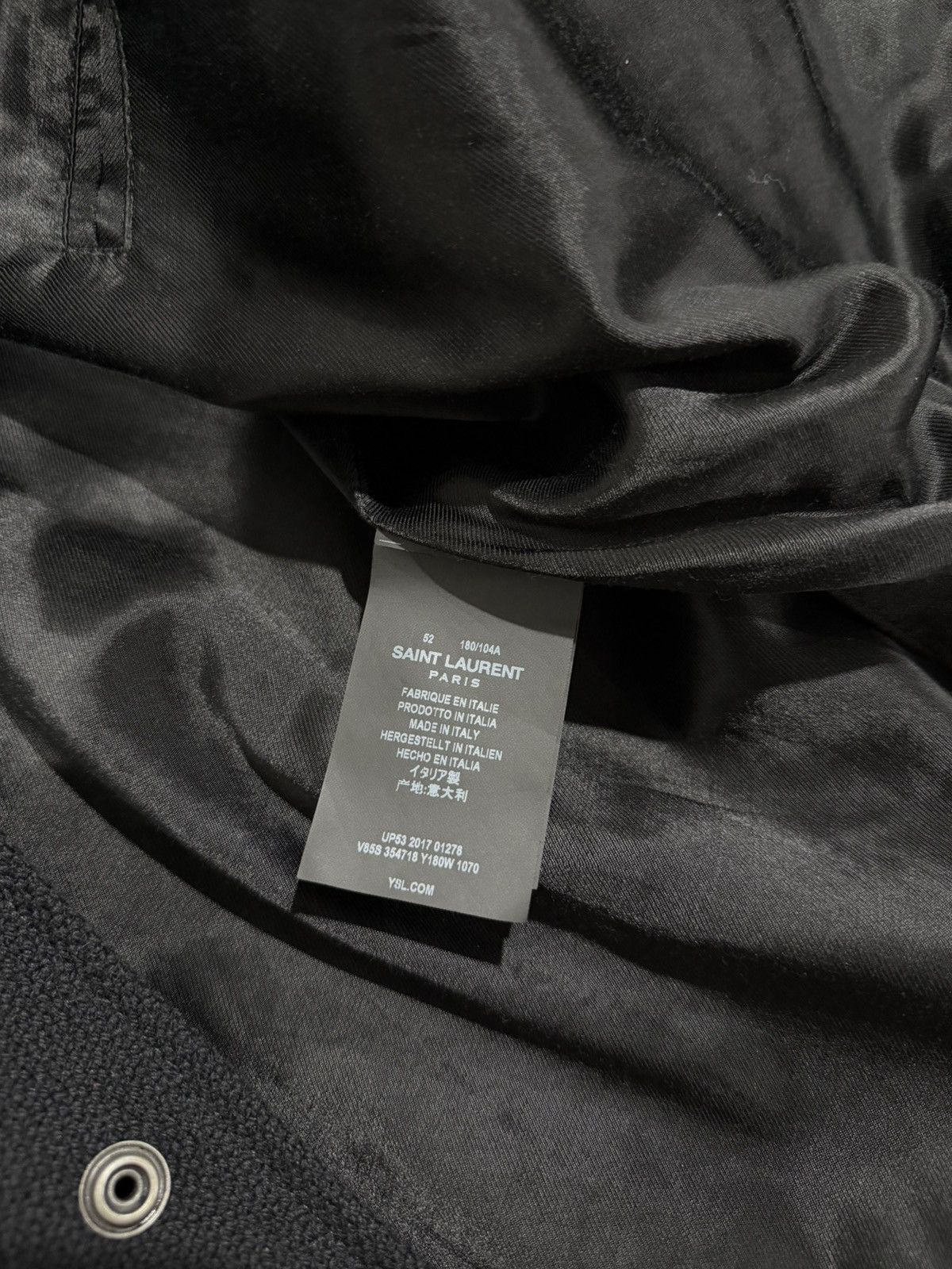 Saint Laurent Paris Saint Laurent Paris 2017 Teddy Varsity Black Jacket Size US L / EU 52-54 / 3 - 7 Thumbnail