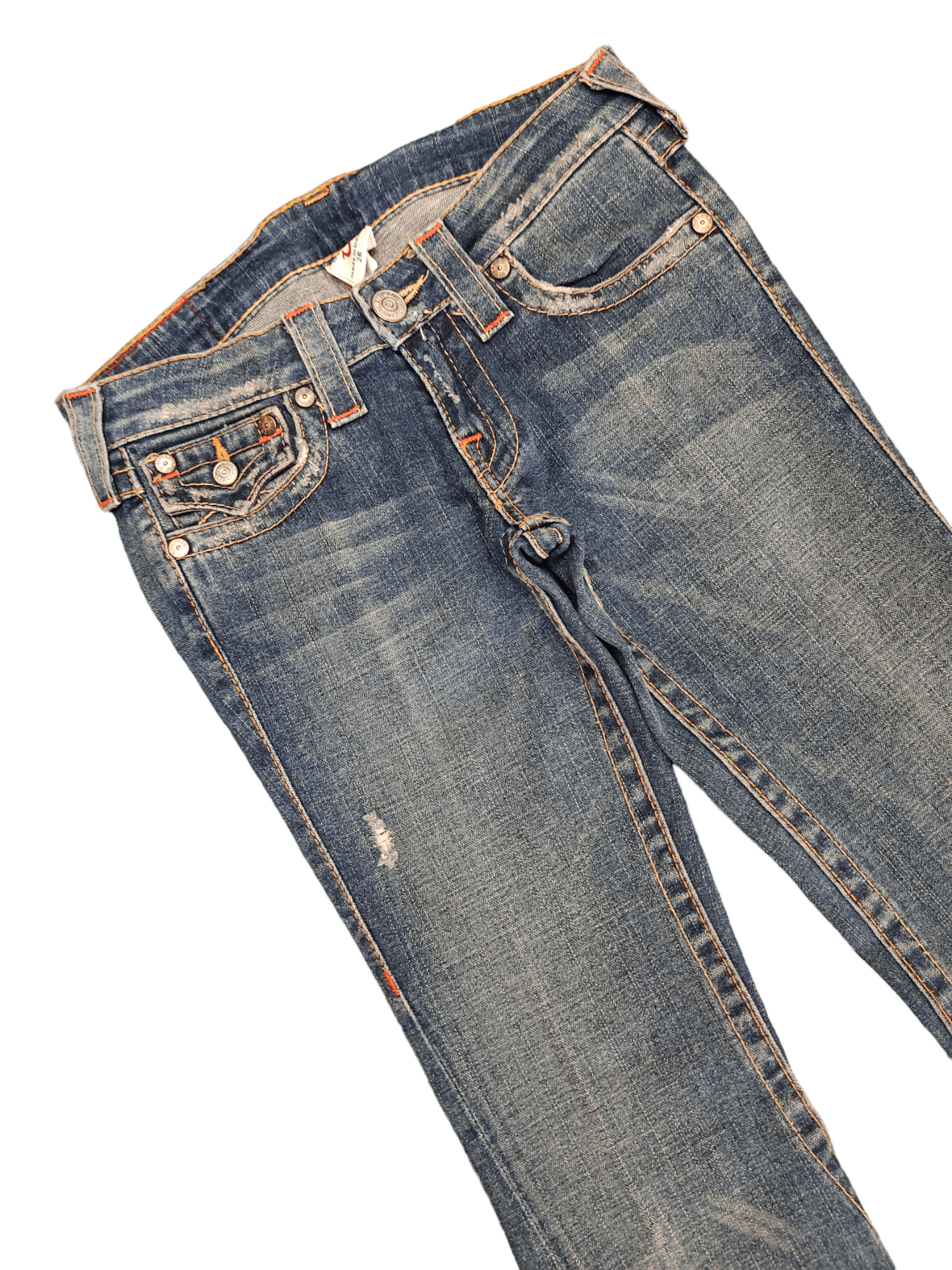 True Religion Flare Jeans True Religon Distress Faded Low Rise Boot Cut Size US 26 / EU 42 - 14 Thumbnail