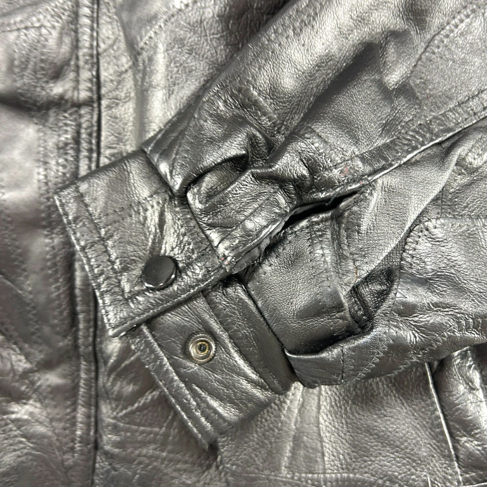 Vintage VINTAGE Fondini Fashions Jacket Mens XL Black Bomber Leather Patchwork Size US XL / EU 56 / 4 - 6 Thumbnail