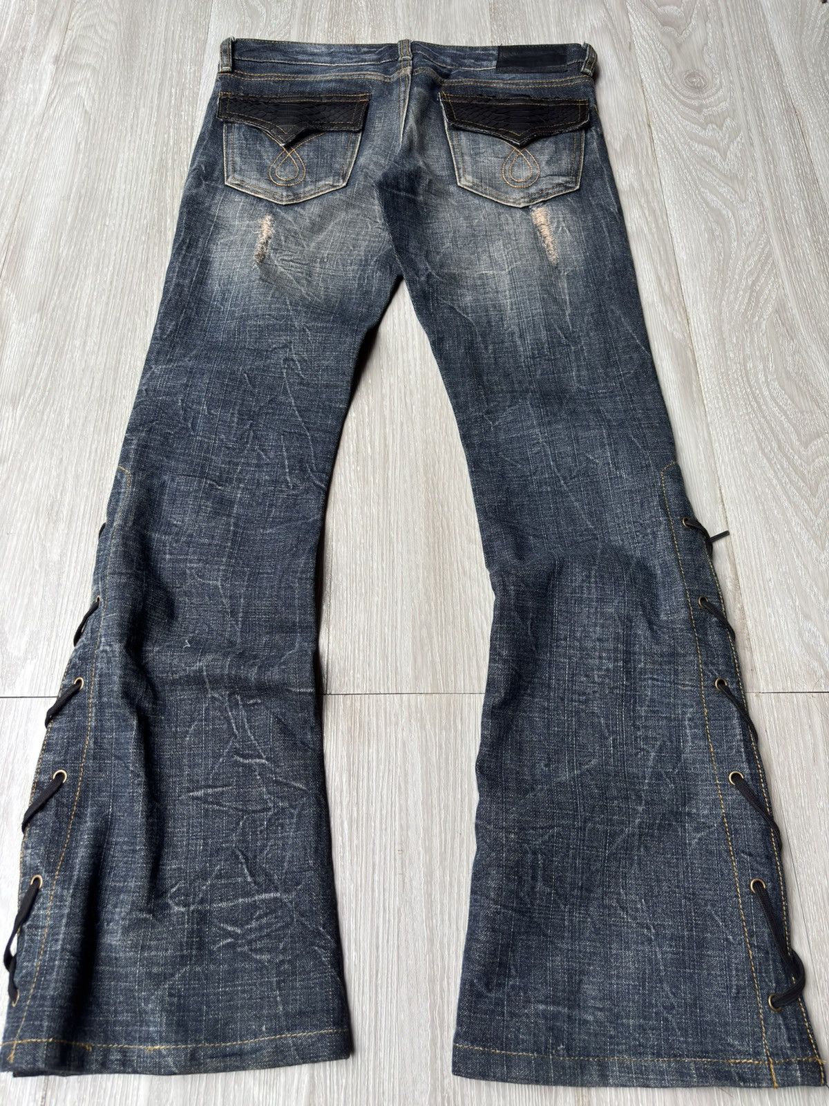 Japanese Brand AQUA JEANS phyton lace up flare jeans Size US 26 / EU 42 - 5 Thumbnail