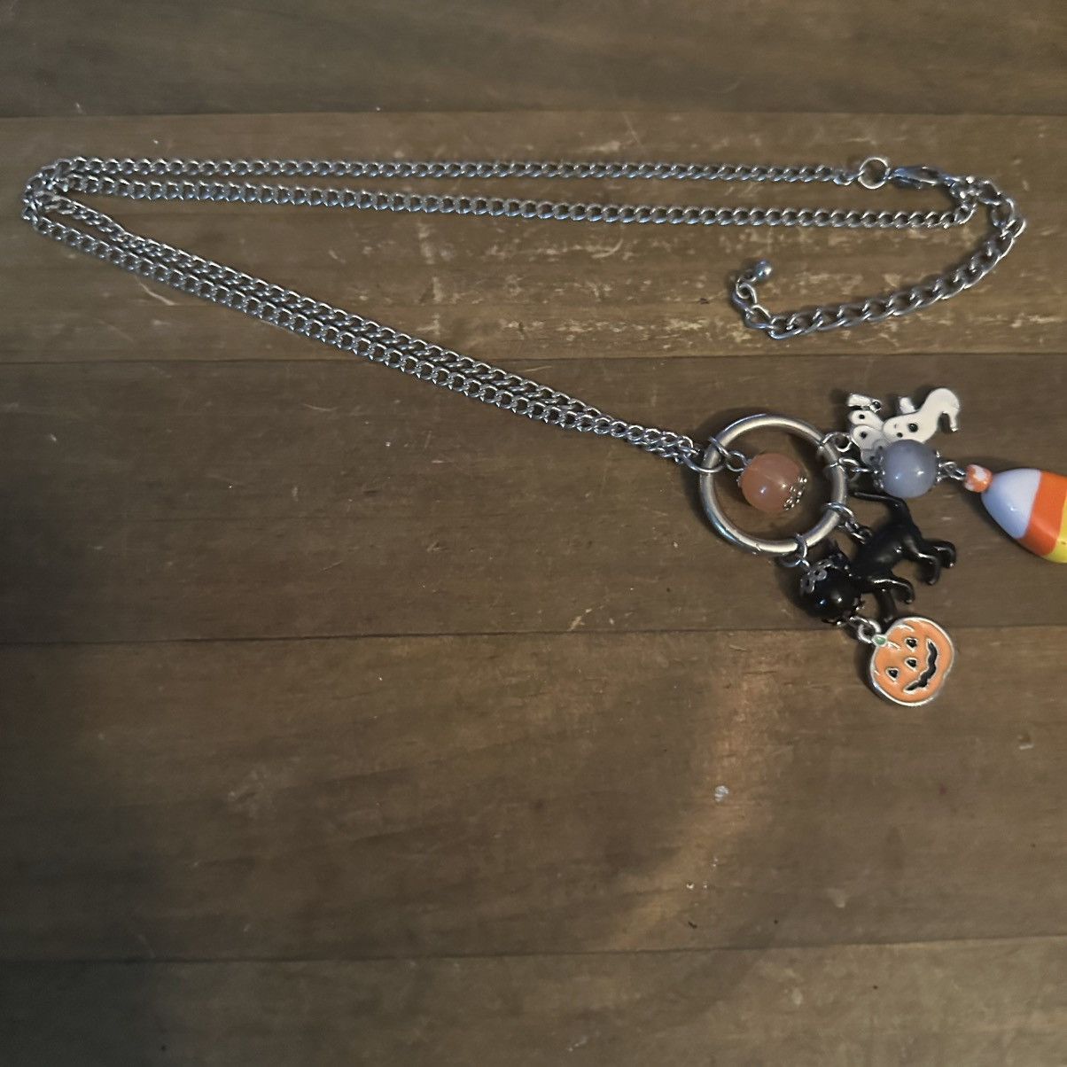 Other Long silver tone Halloween theme charms pendant necklace Size ONE SIZE - 2 Thumbnail