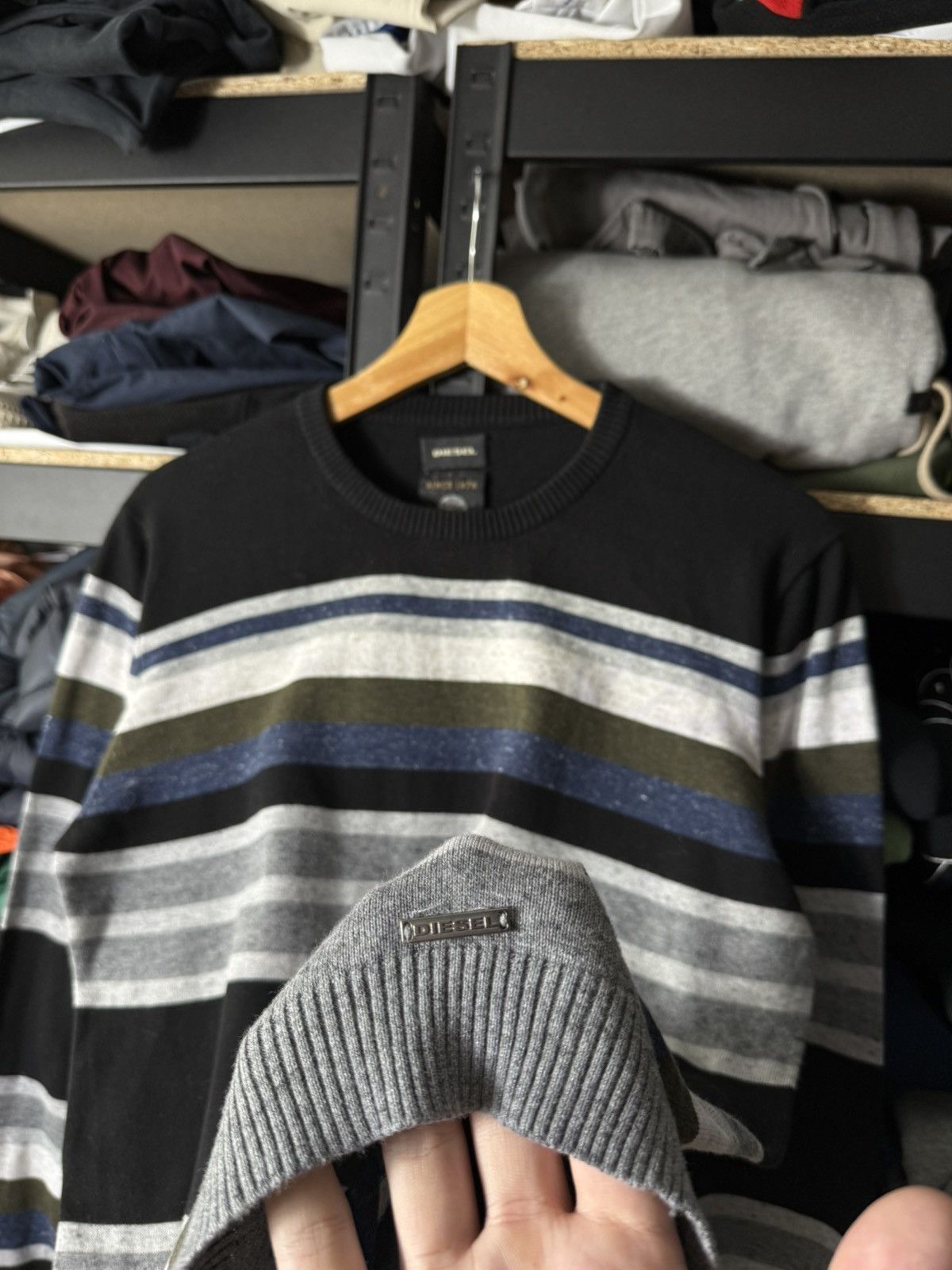 Diesel Diesel Knit Sweater Mens Size M Striped Crewneck Cotton Size US M / EU 48-50 / 2 - 5 Thumbnail
