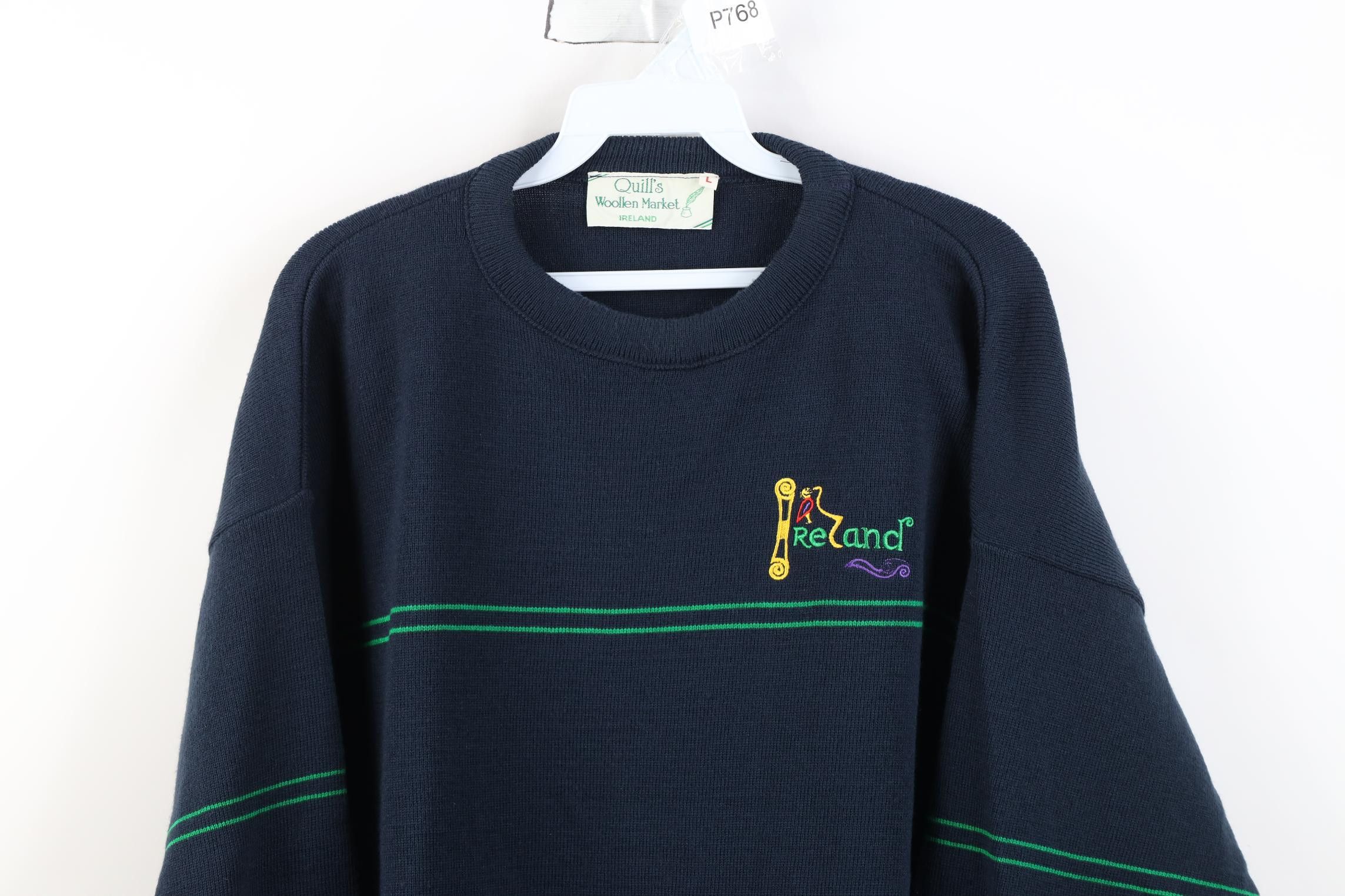 Vintage Vintage 90s Streetwear Wool Blend Ireland Sweater Striped Size US L / EU 52-54 / 3 - 2 Thumbnail