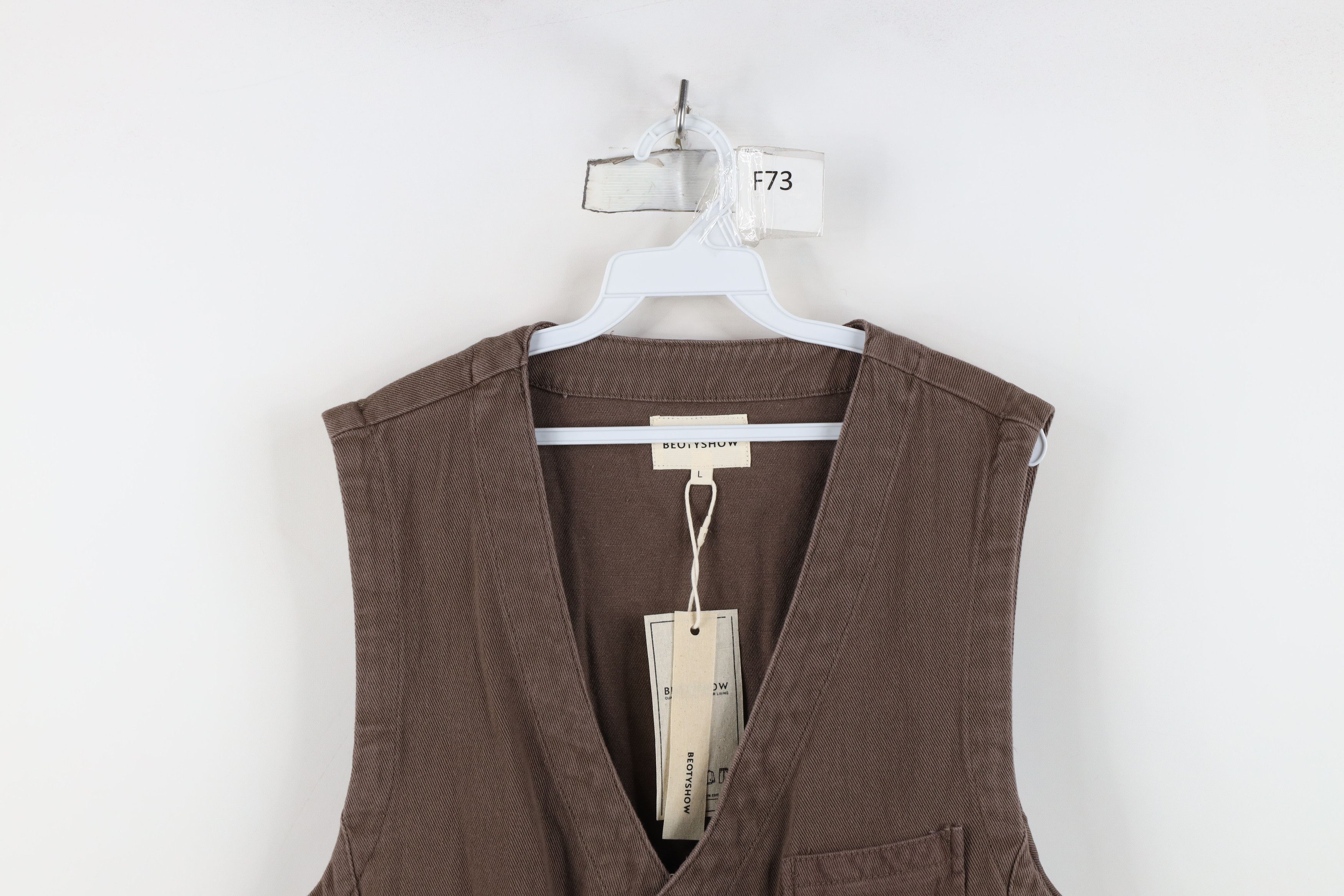 Vintage Deadstock Vintage Y2K Streetwear Back Vest Jacket Brown Size US L / EU 52-54 / 3 - 2 Thumbnail