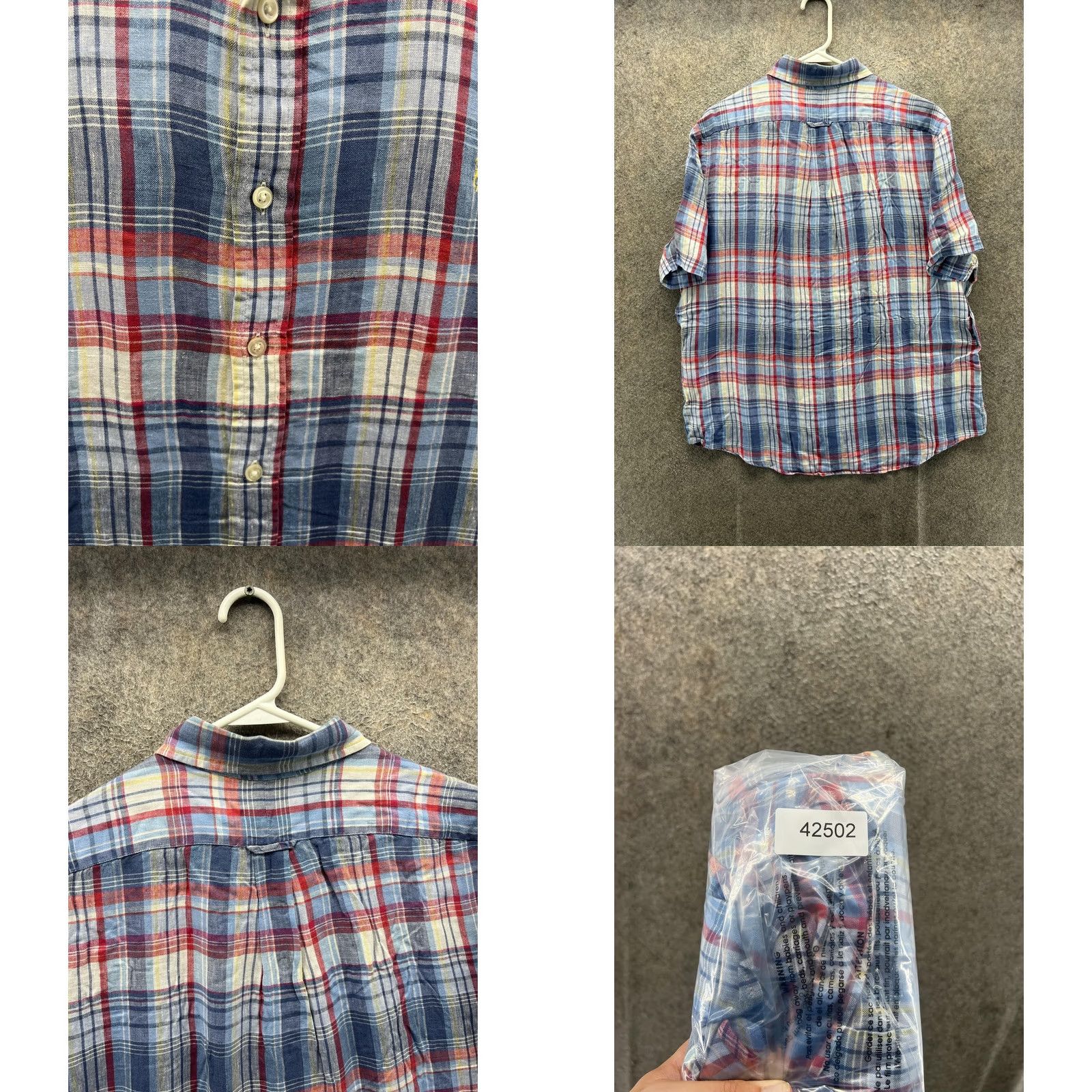 Ralph Lauren Ralph Lauren Shirt Mens Large Blue Plaid Short Sleeve Button Front Casual Woven Size US L / EU 52-54 / 3 - 8 Thumbnail