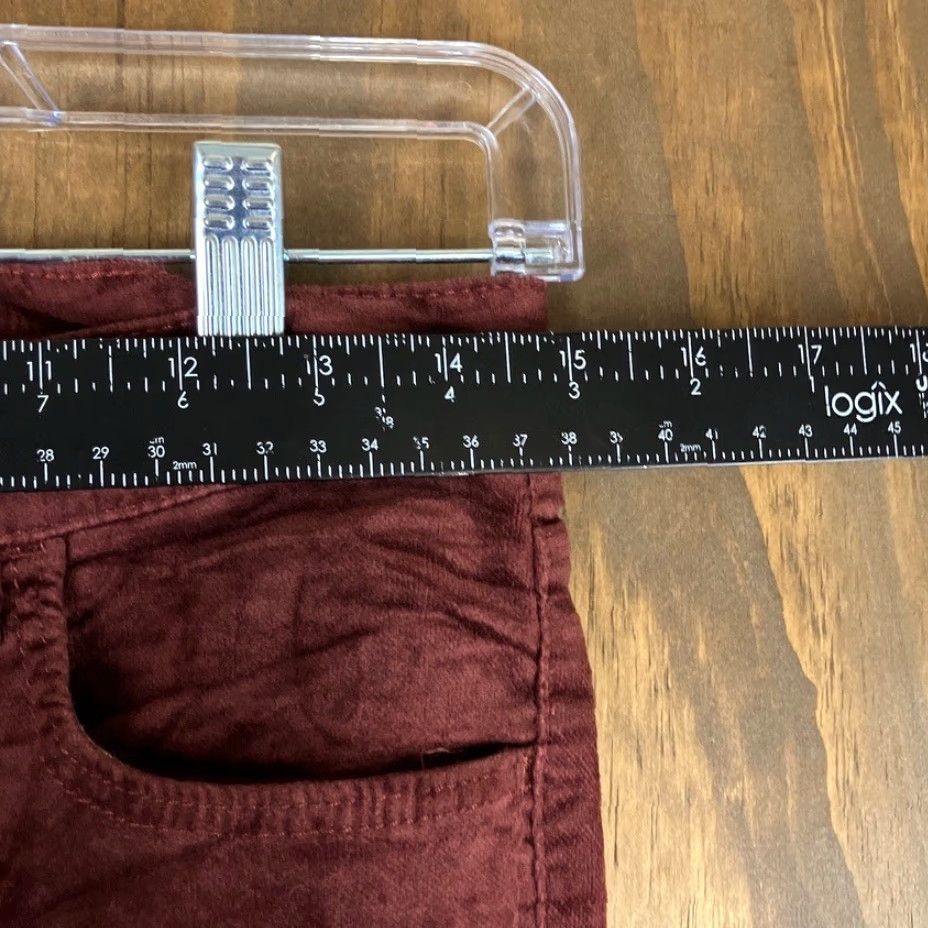 Loft LOFT Womens Pants Slim Straight High Rise Velvet Maroon 6/28 Size 6 Inseam 27 in Pockets Stretch Casual Workwear Size 30" / US 8 / IT 44 - 7 Thumbnail