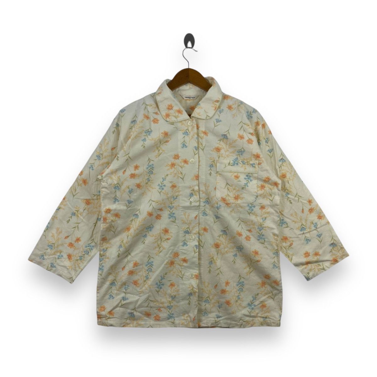 Vintage Vintage VALENTINO VASARI ITALY Floral Pajama Tee Shirt Soft Size L / US 10 / IT 46 - 1 Thumbnail