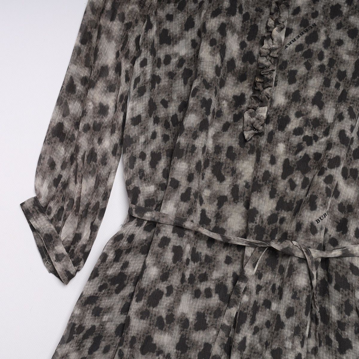 Burberry Burberry Silk Dress Grey Black Printed Belted Dress Size S / US 4 / IT 40 - 5 Thumbnail