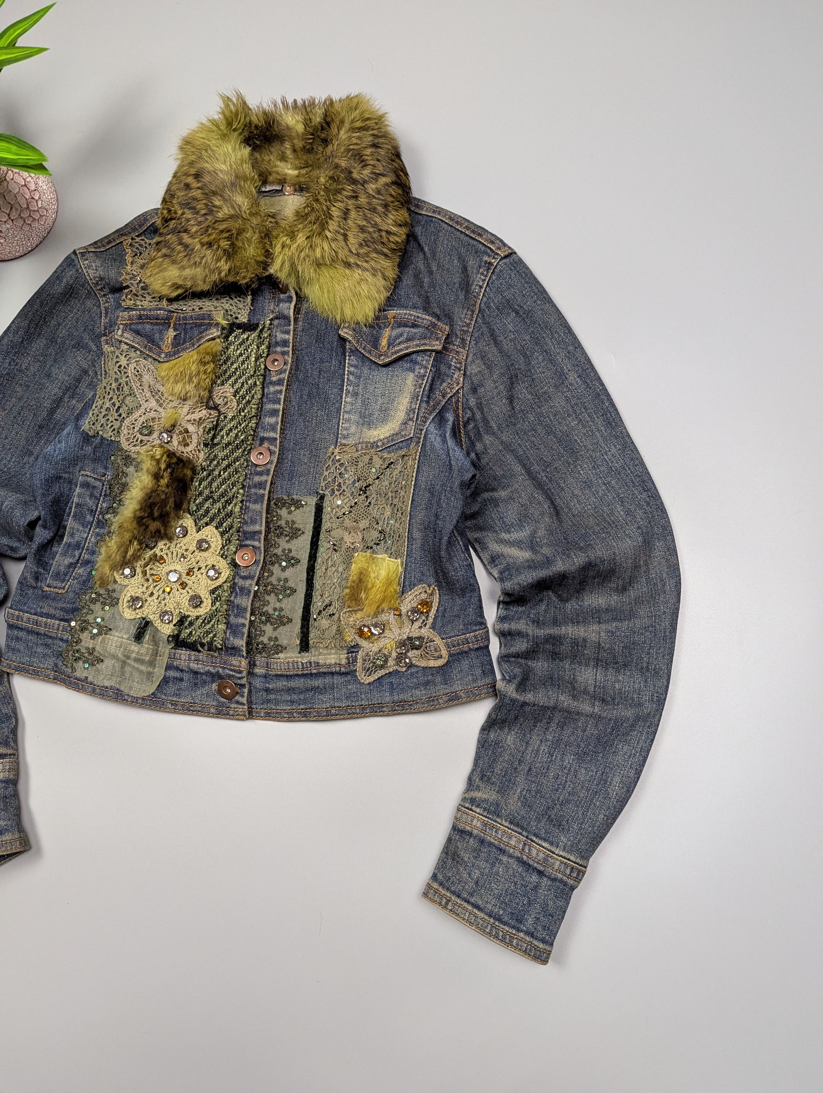 Hysteric Glamour Y2K Boho Denim Jacket S/M Faux Fur Collar Size S / US 4 / IT 40 - 2 Thumbnail