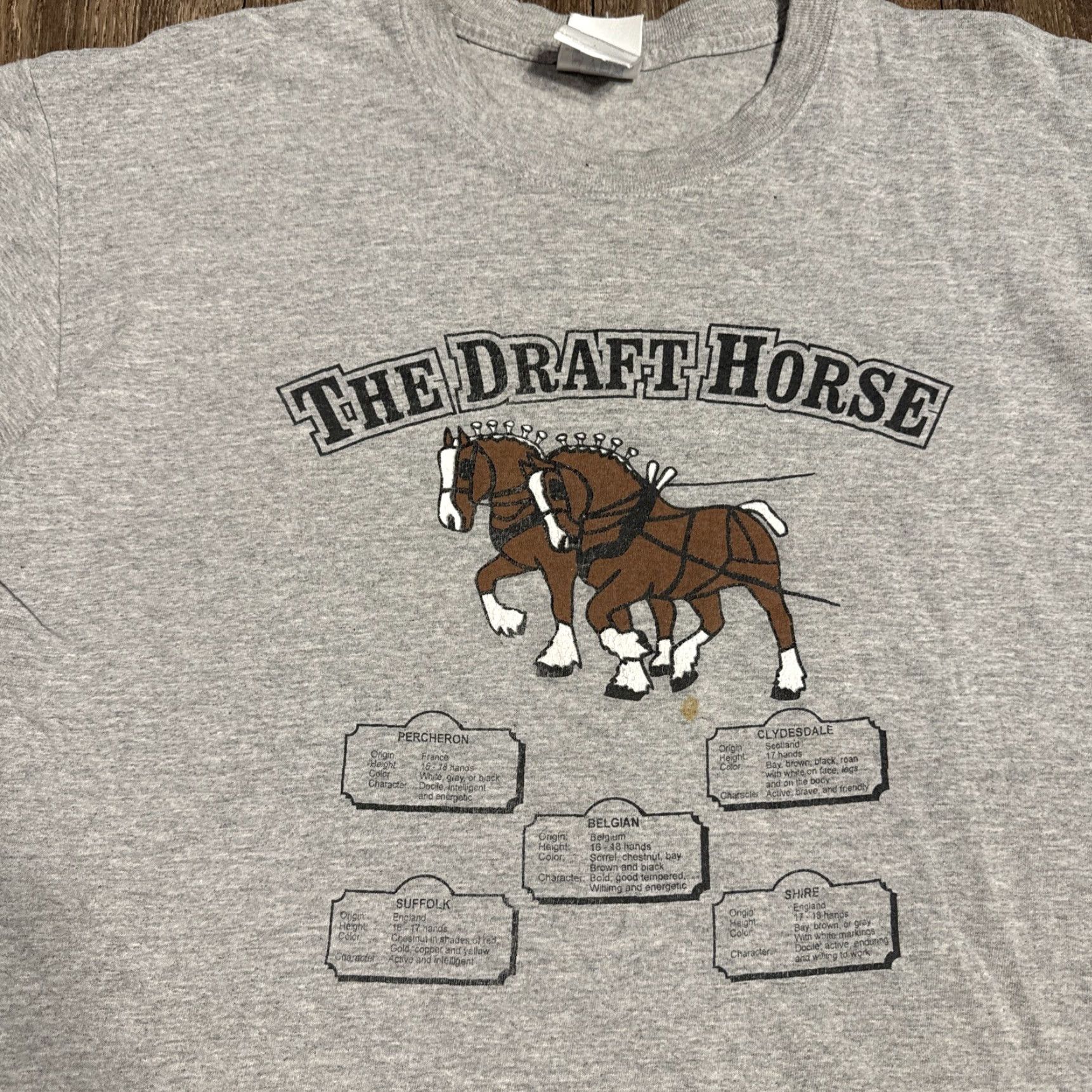 Gildan VINTAGE The Draft Horse Racing Cartoon Art Animal Gray T-Shirt L Unisex Adults Large Shirts Mens Womens Size US L / EU 52-54 / 3 - 3 Thumbnail