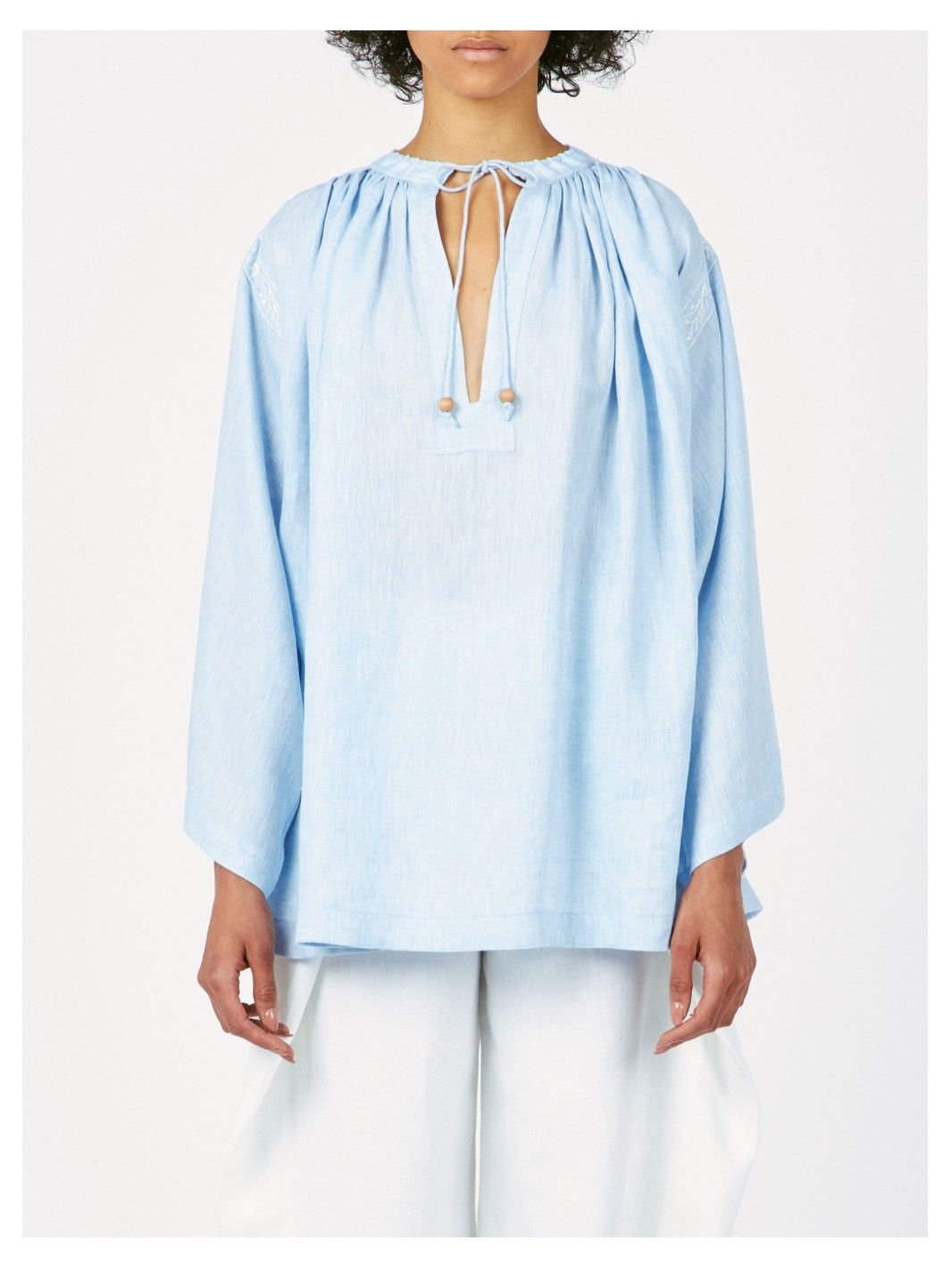 Loro Piana o1srvl11e0725 FAN8180 Eri Linen Shirt in Blue Size S / US 4 / IT 40 - 1 Preview