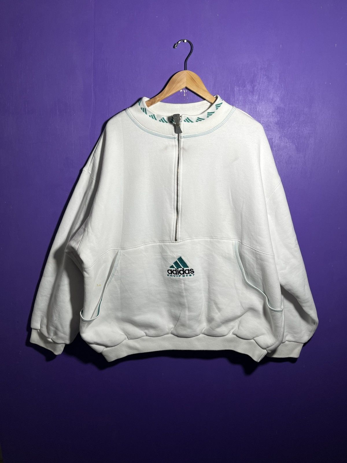 Adidas × Vintage Vintage 90s Adidas equipment quarter zip pullover jacket Size US XXL / EU 58 / 5 - 1 Thumbnail
