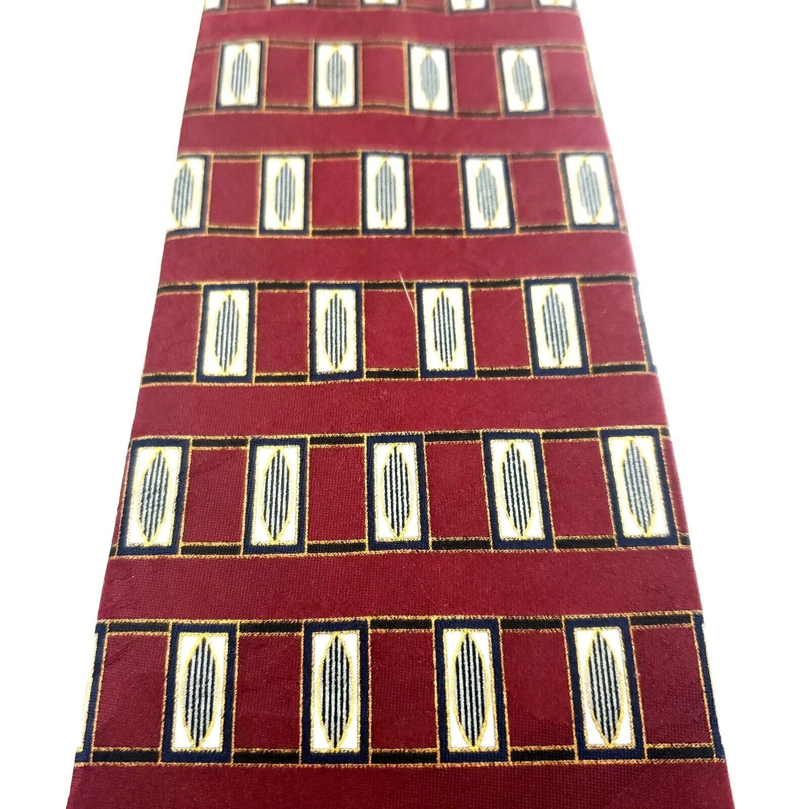 Puritan Puritan Red Silk Tie Woven Wide Short Geometric Size ONE SIZE - 2 Thumbnail