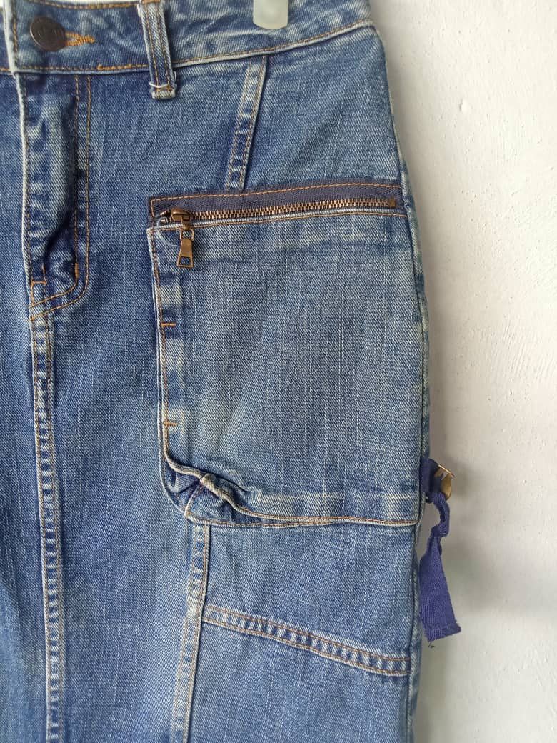 Seditionaries Japanese Brand Distressed Bondage Cargo Skirt Denim Size 28" / US 6 / IT 42 - 2 Thumbnail