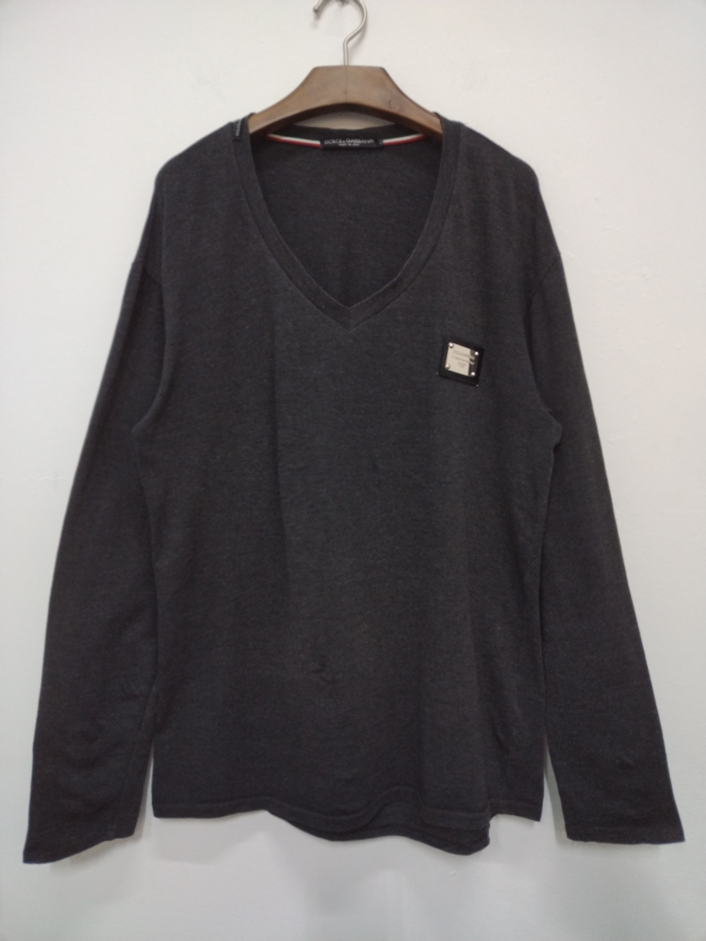 Dolce & Gabbana × Vintage Iconic vtg Dolce Gabbana Wool Cotton Longsleeve V Neck Size US L / EU 52-54 / 3 - 2 Thumbnail