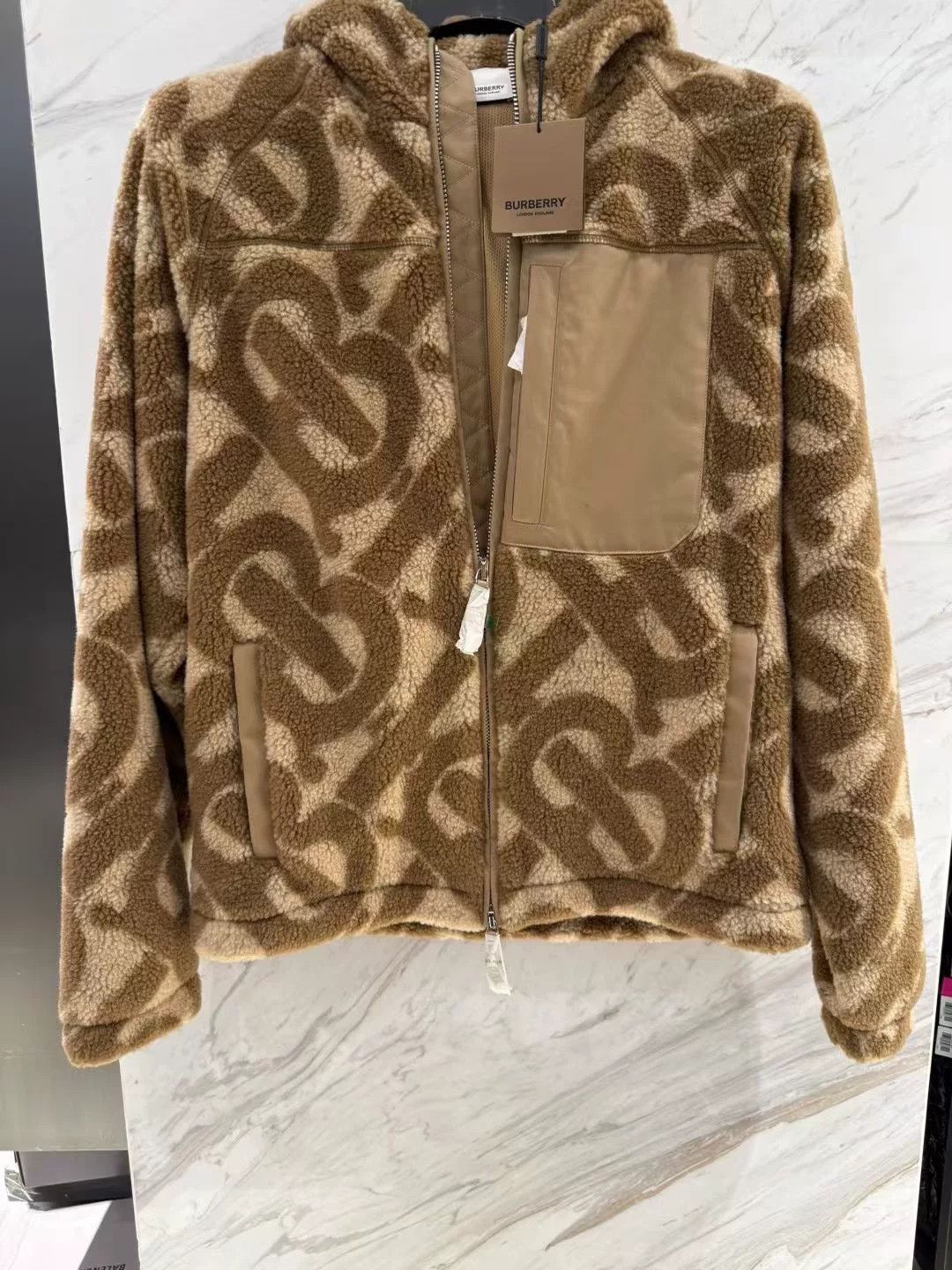 burberry men's fleece jacket with logo