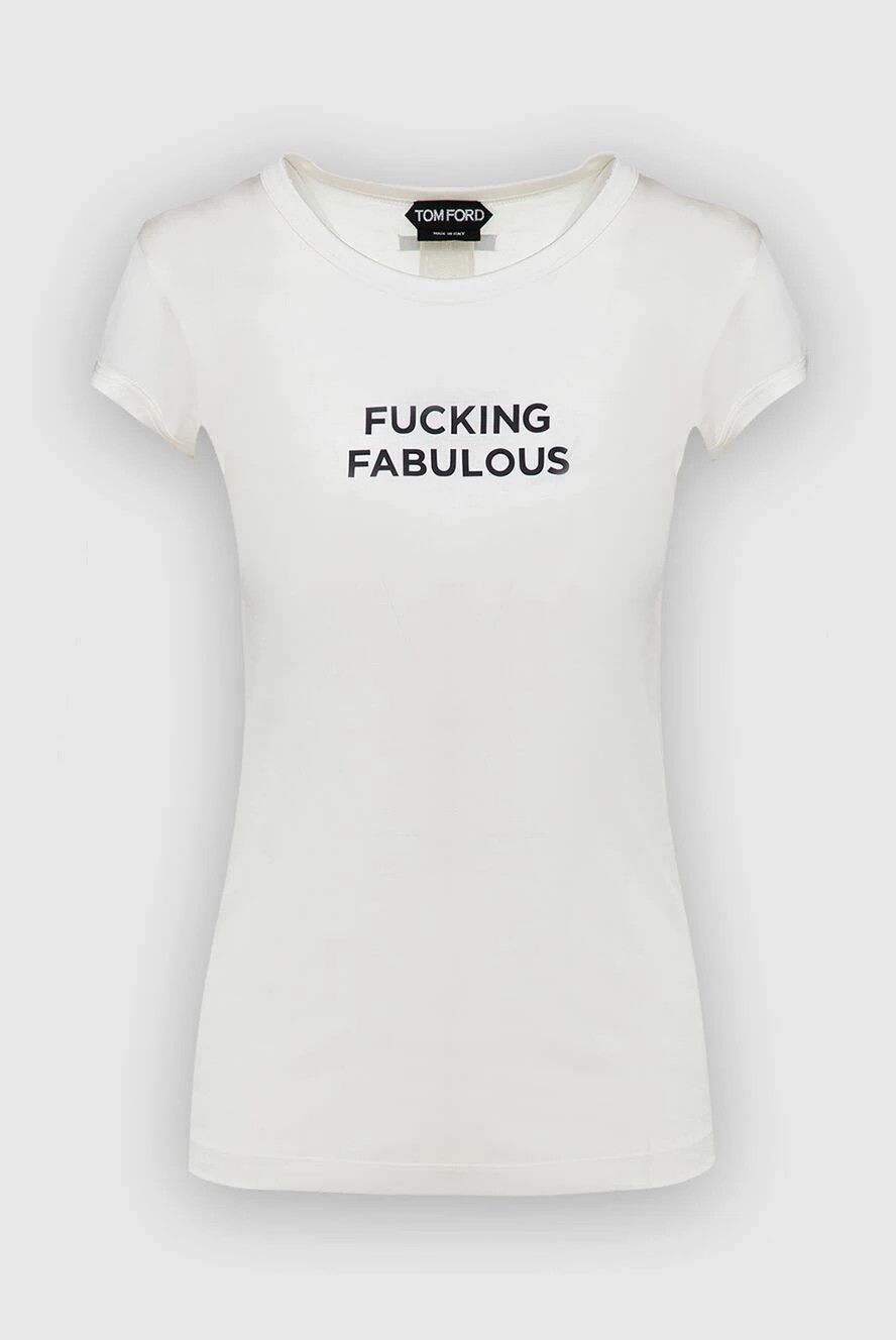 Tom Ford o1y0226 Silk T-Shirt in White/Black Size L / US 10 / IT 46 - 1 Thumbnail