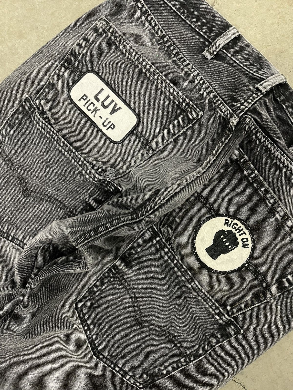 Levi's × Vintage Juke Joint “Right On” Wide Leg Reworked Patch Denim Jeans Size US 36 / EU 52 - 6 Thumbnail