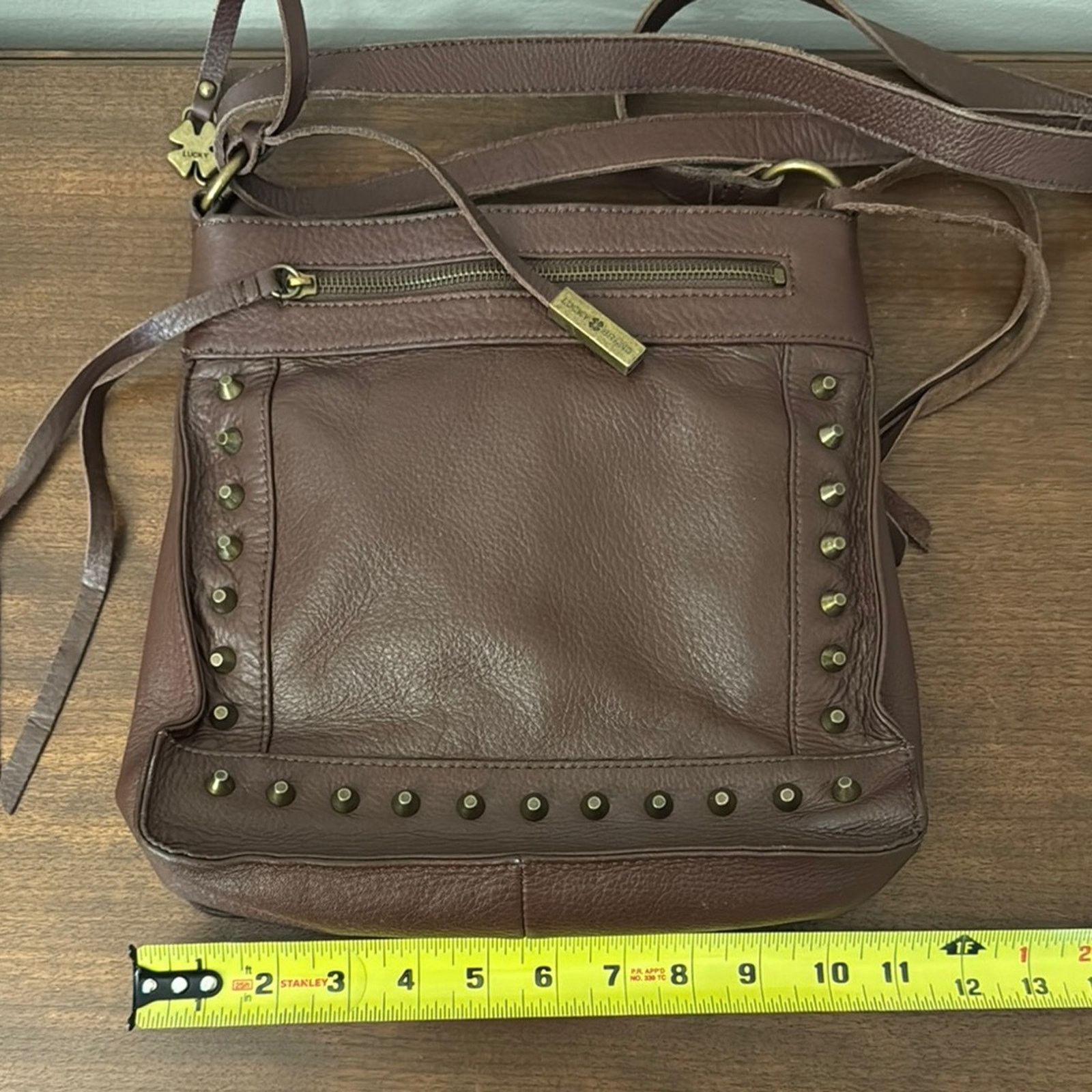 Lucky Brand Lucky Brand Dixie Brown Leather Studded Crossbody Purse Size ONE SIZE - 7 Thumbnail