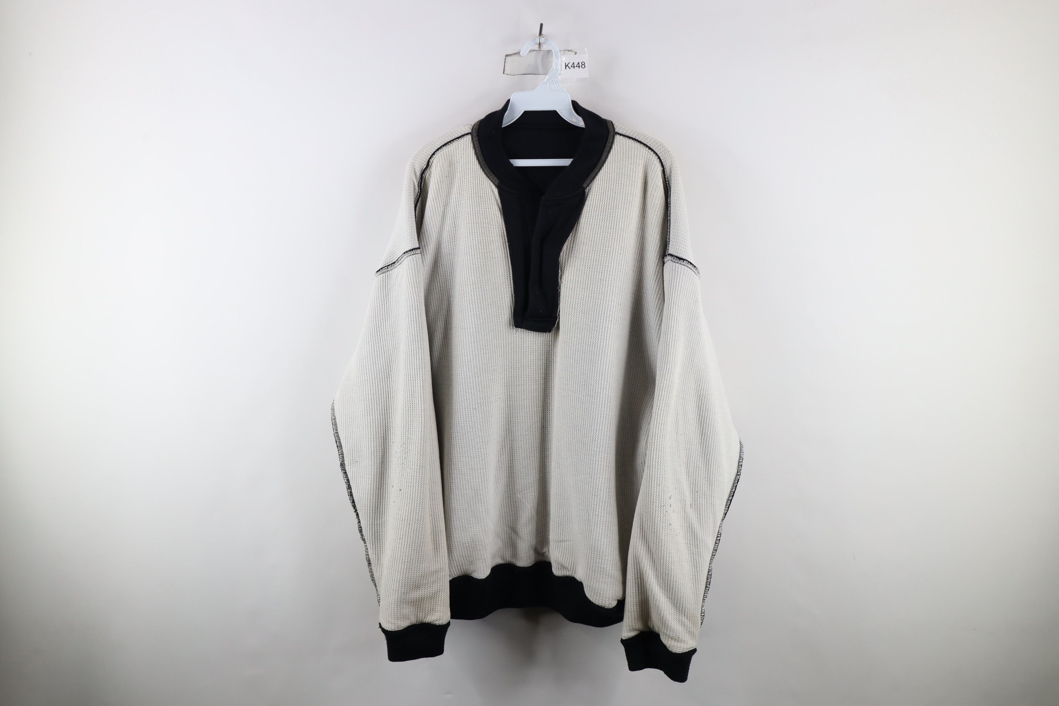Vintage Vintage 90s Streetwear Wall Thermal Lined Henley Sweatshirt Size US XL / EU 56 / 4 - 10 Thumbnail