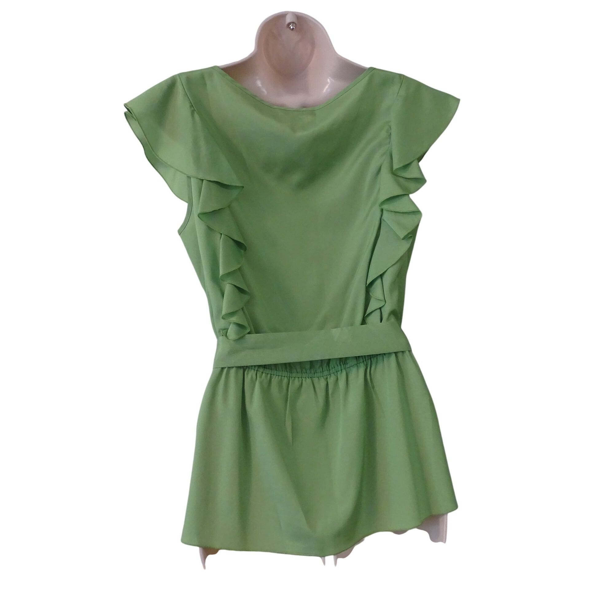Banana Republic Banana Republic Women Green Ruffle Front Peplum Top Size M Size M / US 6-8 / IT 42-44 - 4 Thumbnail