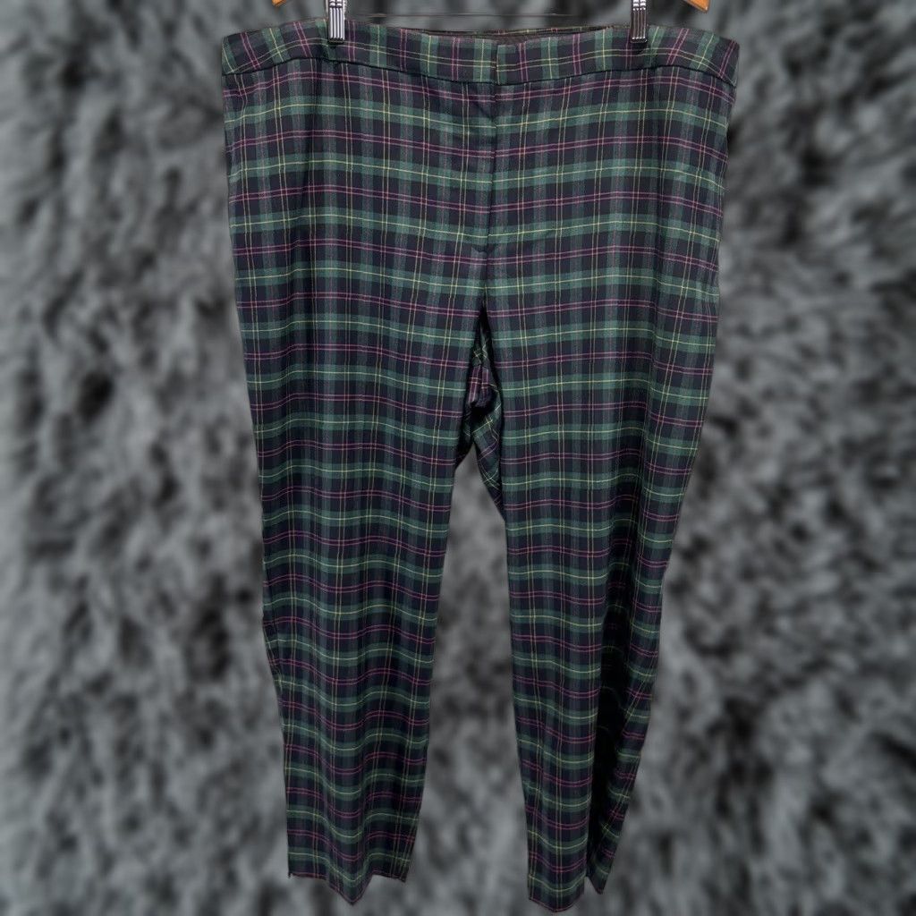 Talbots Talbots Hampshire Pants Women 24W Plus Plaid Wool Blend Ankle Multicolor Womens Size 42" / US 20 - 1 Thumbnail